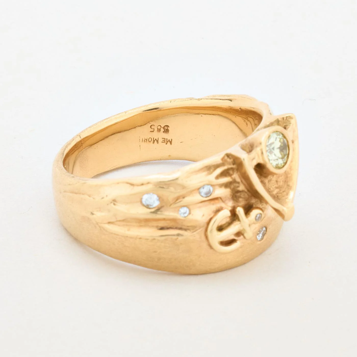 Organisk gypsyring med diamant (0.51 ct) i 14K guld strl. 22 / strl. 69 - Image 6