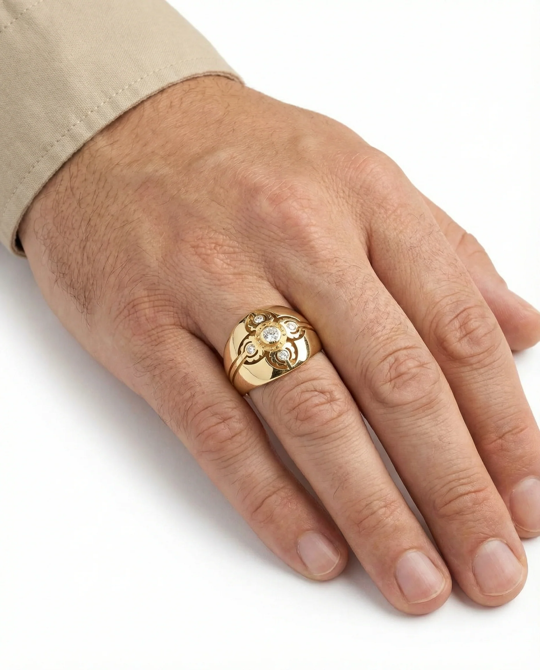 Gypsyring med diamant (0.34 ct) i 14K guld strl. 18.5 / strl. 58 - Image 2