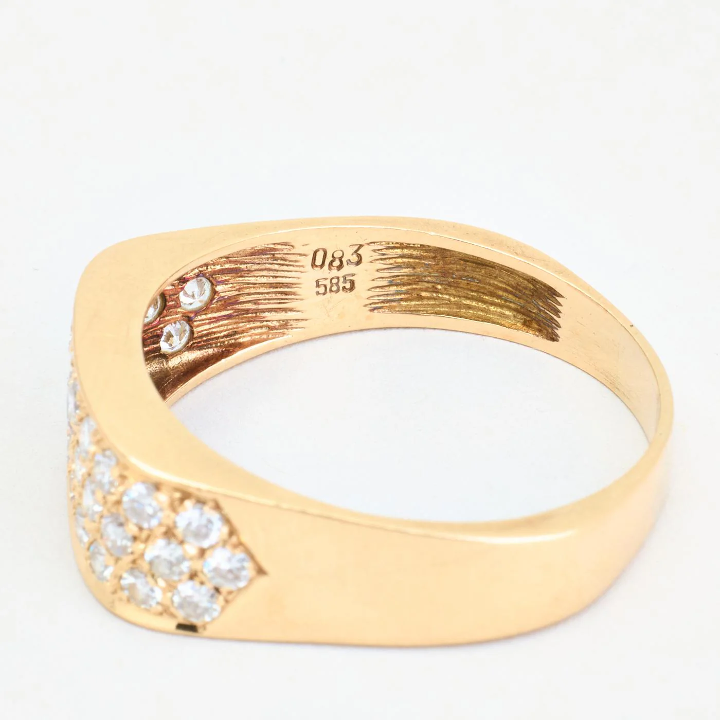 Pavéfattad klackring med diamant (0.49 ct) i 14K guld strl. 20.1 / strl. 63 - Image 5