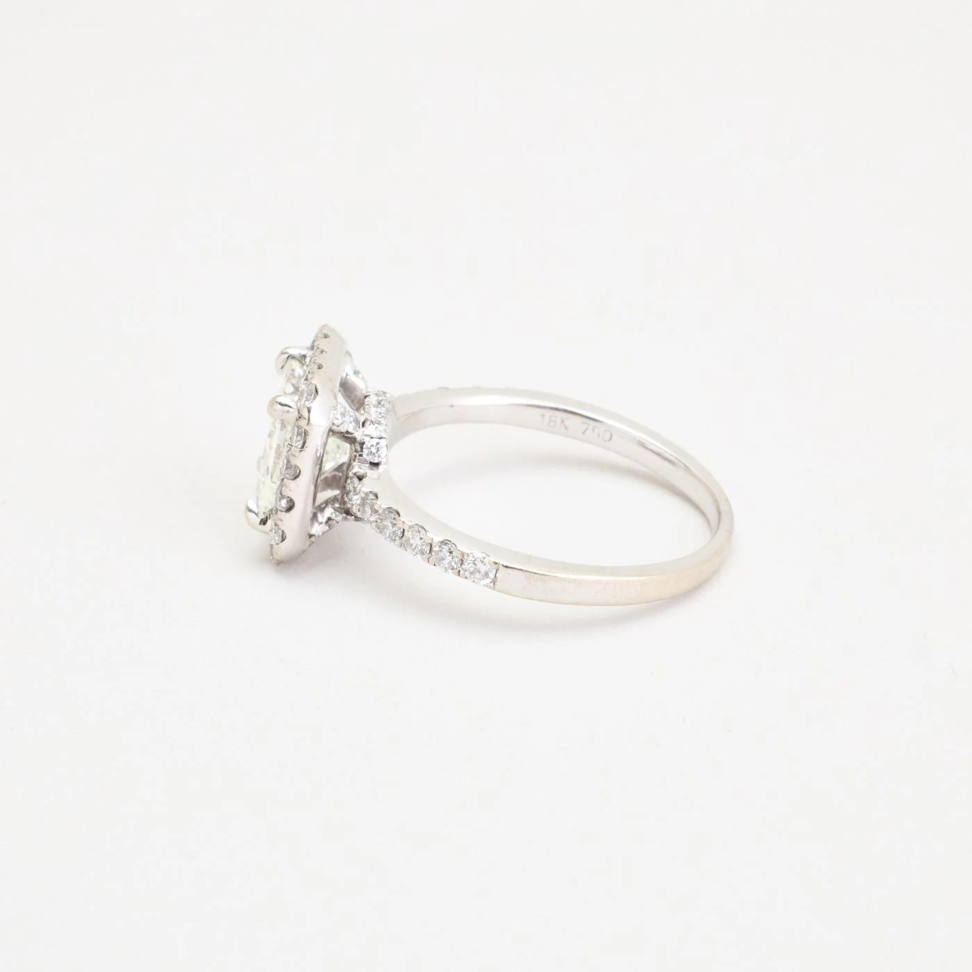 Haloring med diamant (1 ct) i 18K vitt guld strl. 16.9 / strl. 53 - Image 4