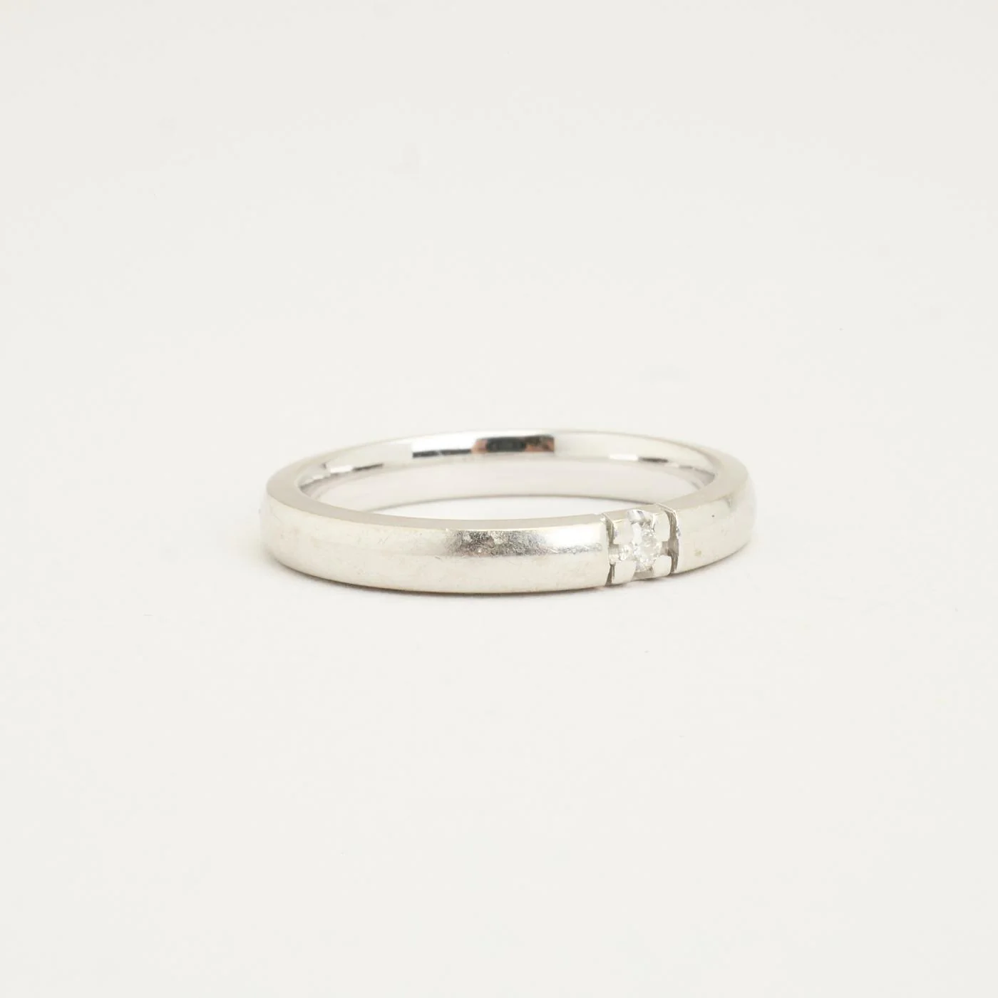 Gypsy ring i 14K vitt guld, med en diamant (0.01 ct), Str. 53 - Image 3