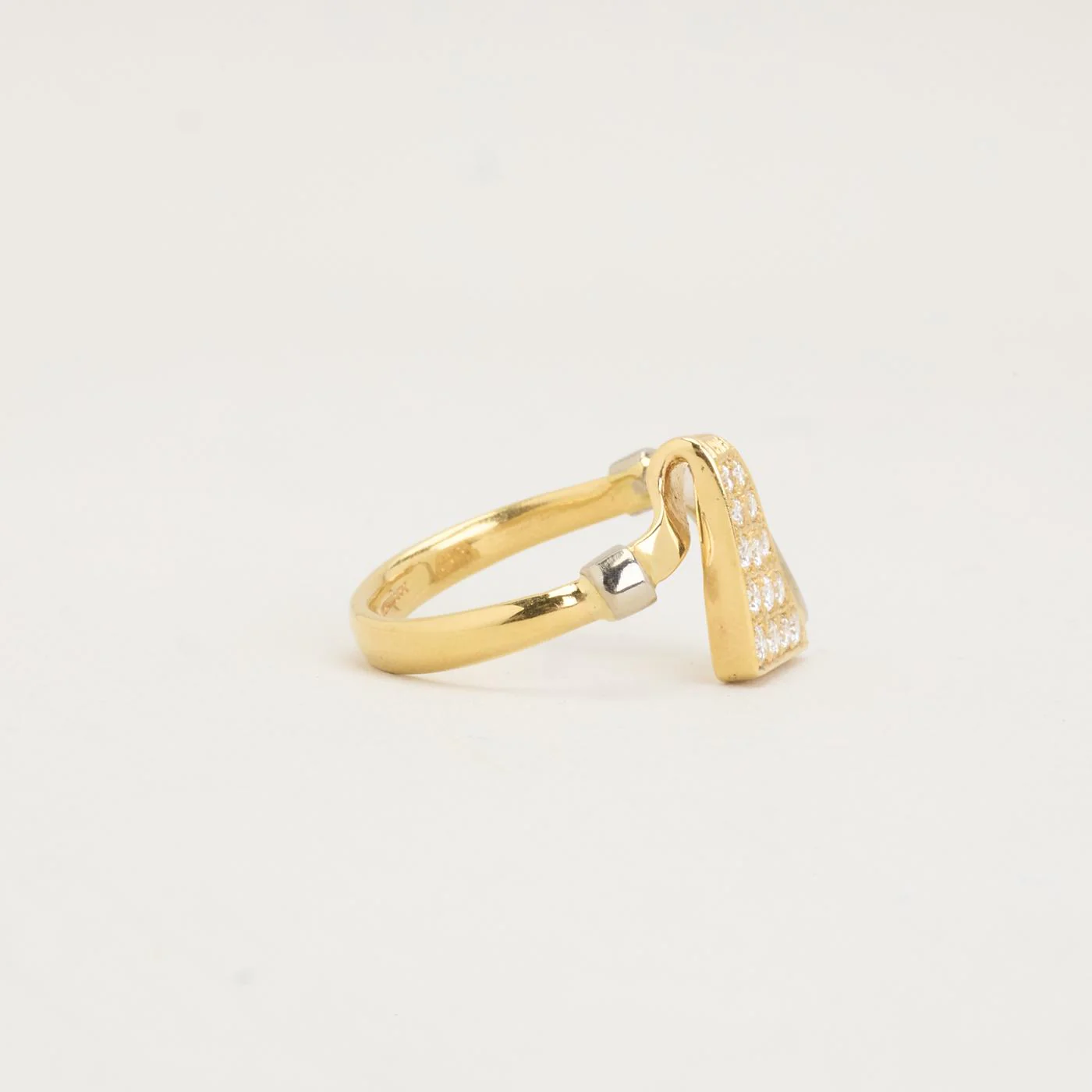 Pavéring med diamant (0.57 ct) i 18K guld och vitt guld strl. 18.5 / strl. 58 - Image 3