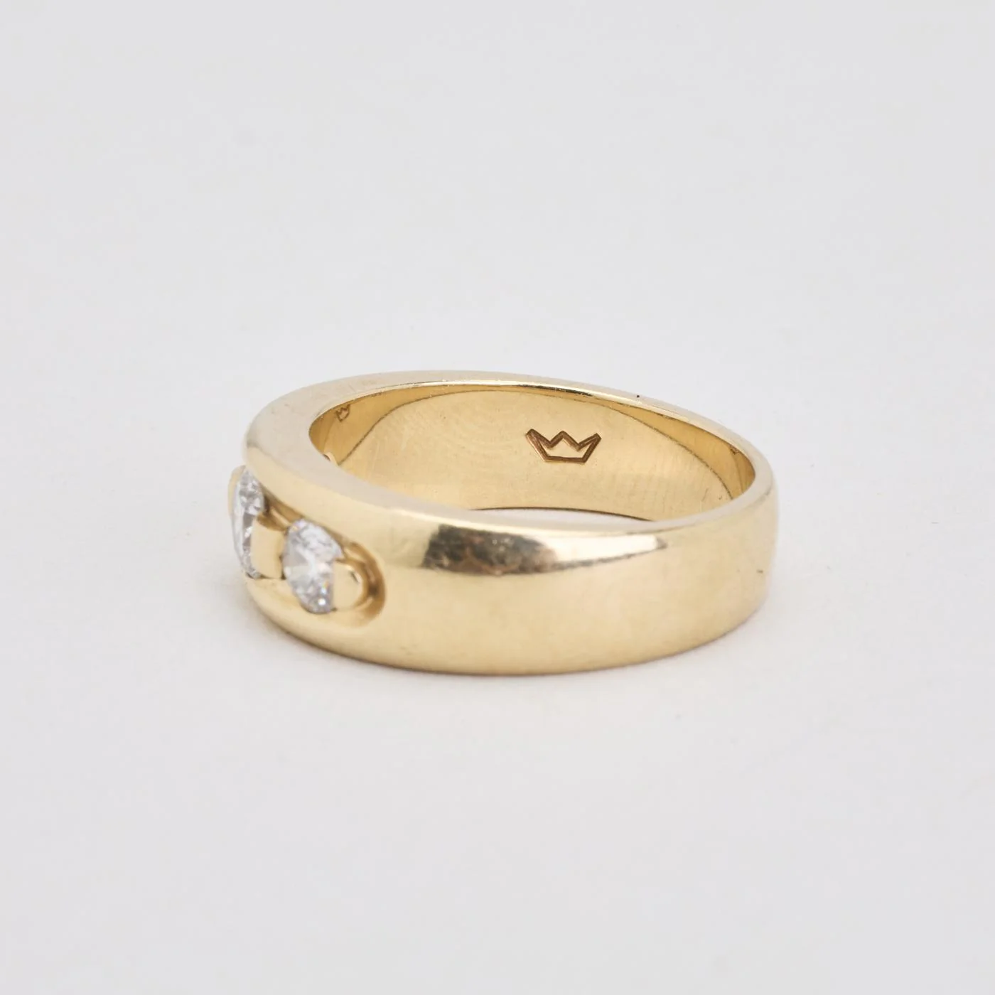 Tre stenar ring med diamant (0.7 ct) i 14K guld strl. 17.2 / strl. 54 - Image 3