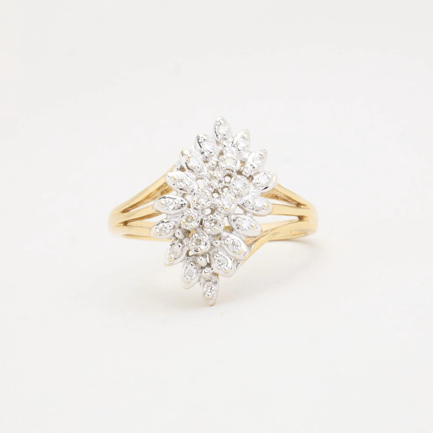 Clusterring i 14K guld och vitt guld med diamanter (0,25 ct), Str. 63 - Image 2