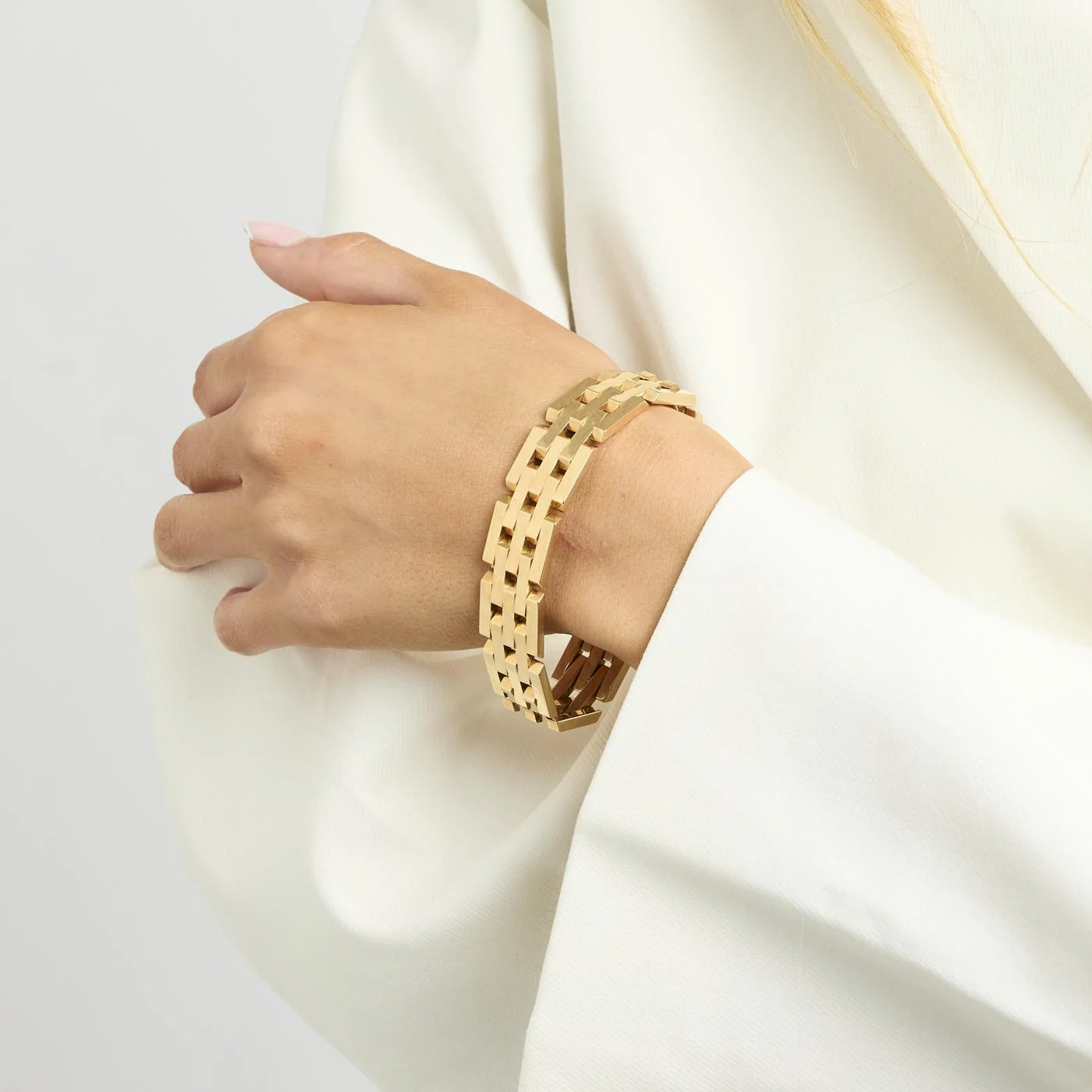 Block Armband i 14K guld, 18.2 cm, 33.7 g