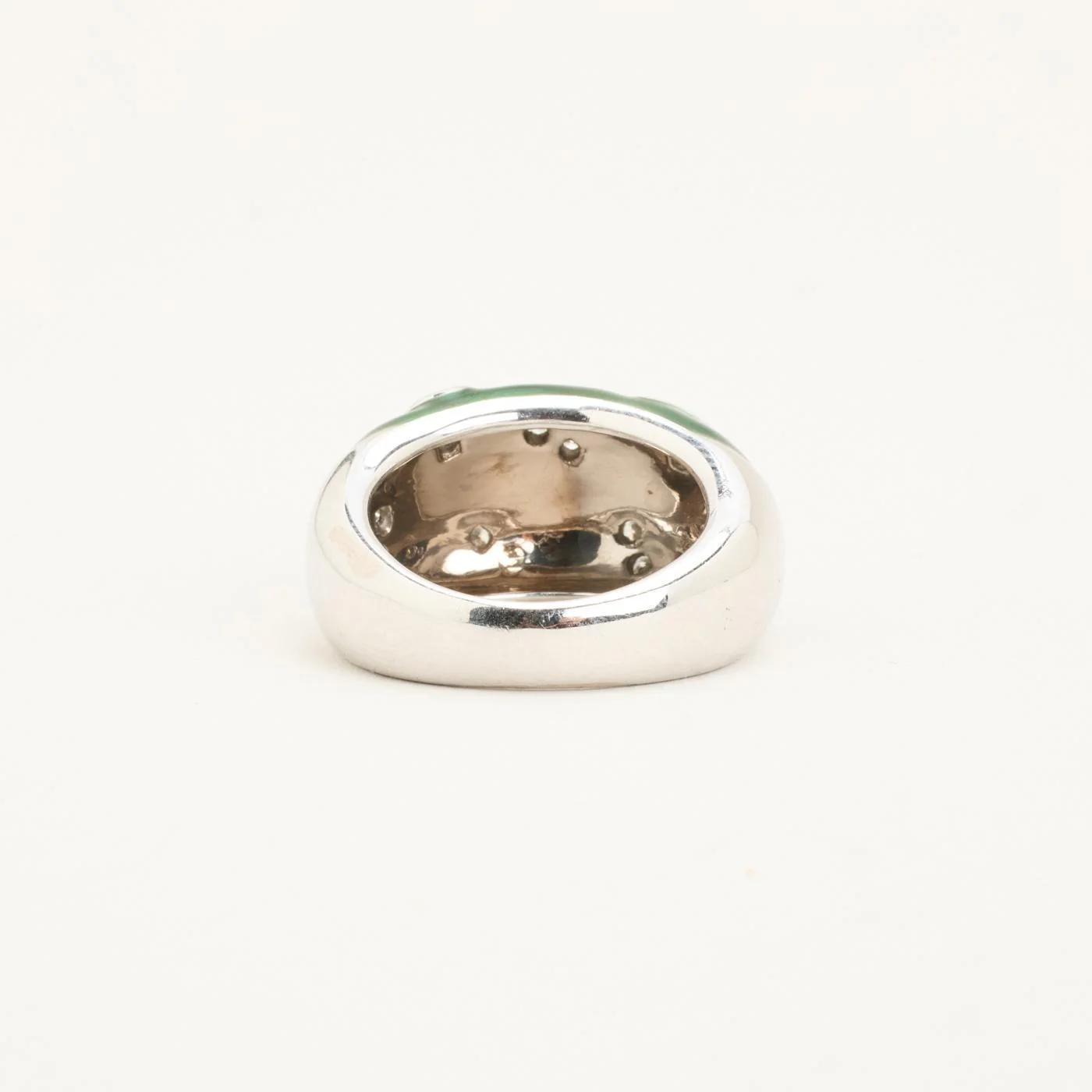 Gypsyring med diamant (0.88 ct) i 18K vitt guld med en emalj strl. 18.5 / strl. 58 - Image 4
