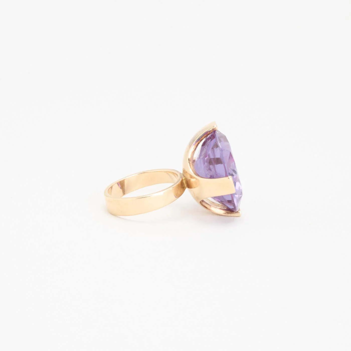 Cocktailring i 14K guld med en syntetisk safir strl. 16.2 / strl. 51 - Image 3