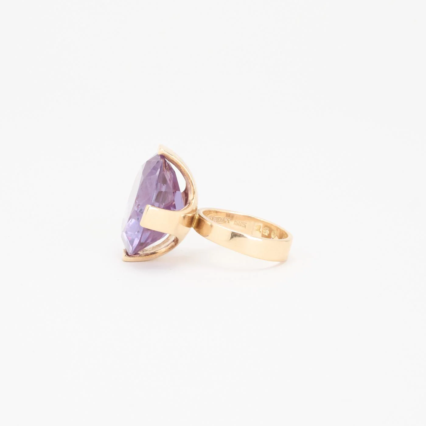 Cocktailring i 14K guld med en syntetisk safir strl. 16.2 / strl. 51 - Image 5