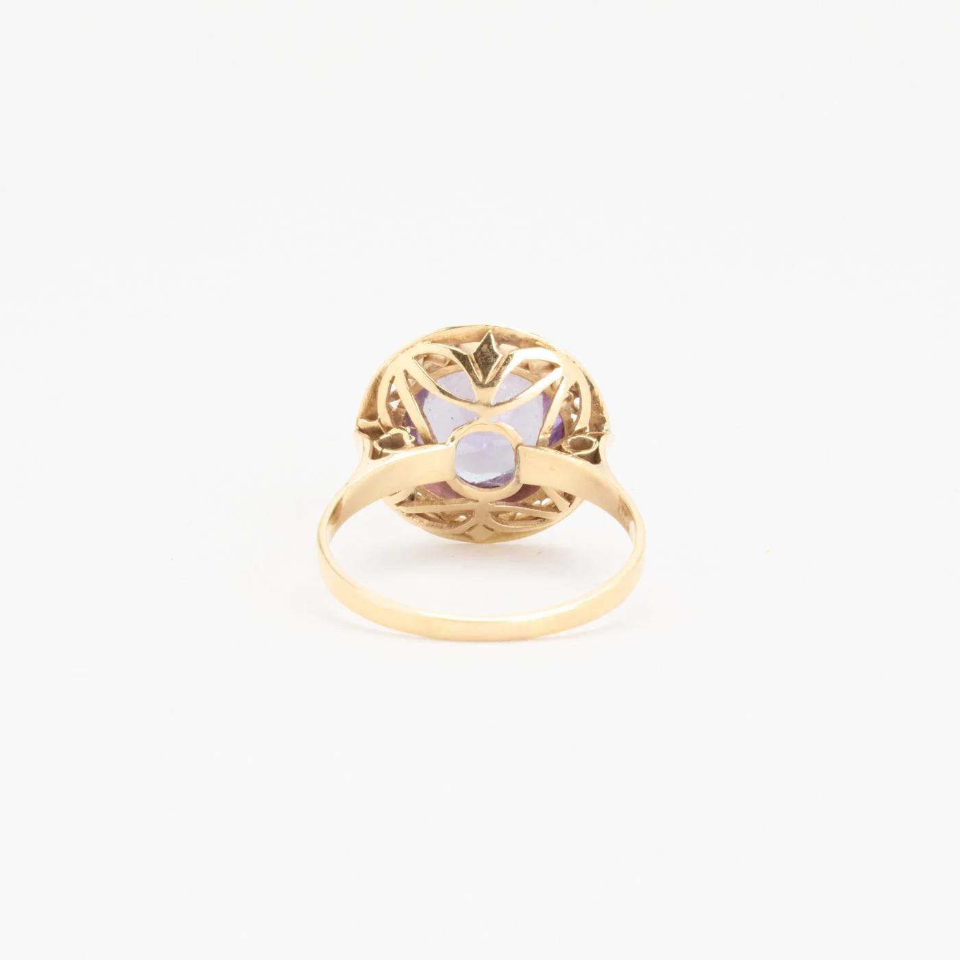 Cocktailring i 14K guld med en syntetisk safir strl. 19.1 / strl. 60 - Image 4