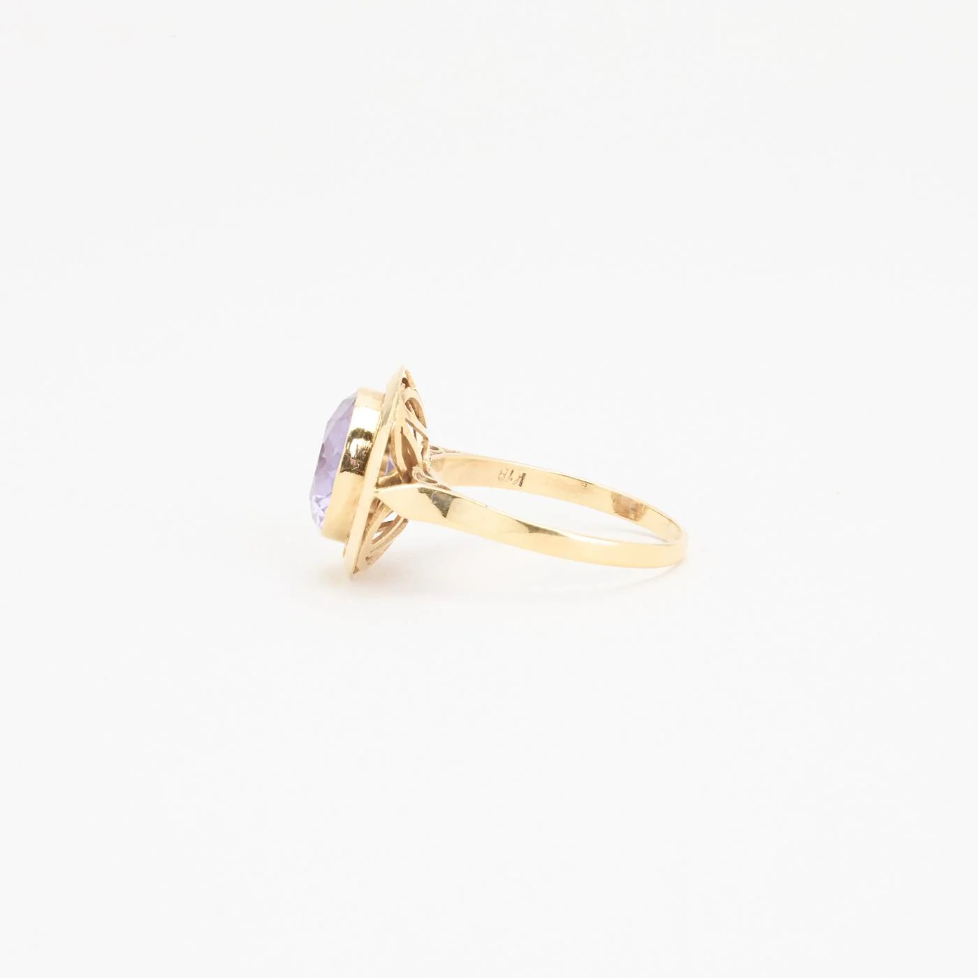 Cocktailring i 14K guld med en syntetisk safir strl. 19.1 / strl. 60 - Image 5