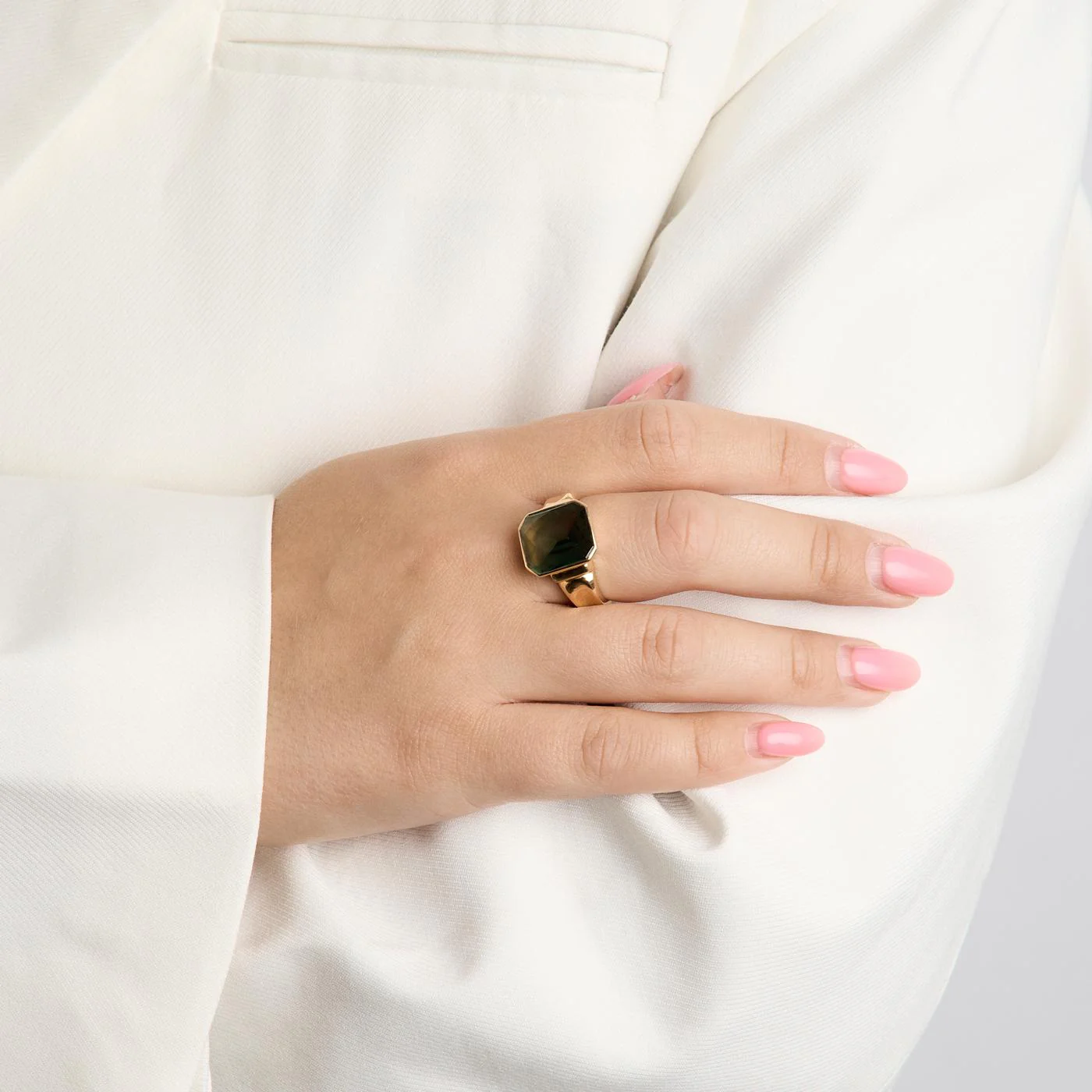 Signetring i 18K guld med en syntetisk spinell strl. 19.1 / strl. 60 - Image 7