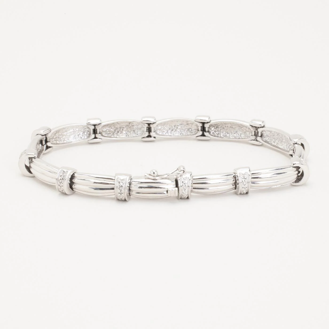 Armband med diamant (0.11 ct) i 14K vitt guld, 18 cm, 24.3 g - Image 4