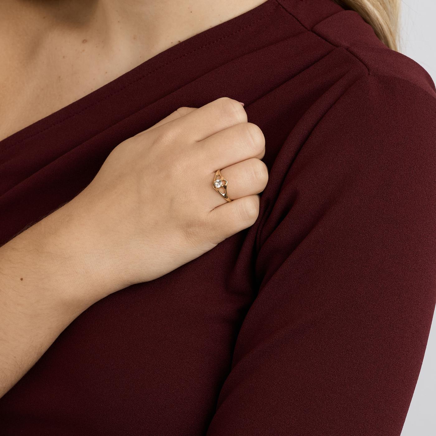 Geometrisk ring med diamant (0.34 ct) i 14K guld strl. 15.6 / strl. 49 - Image 2