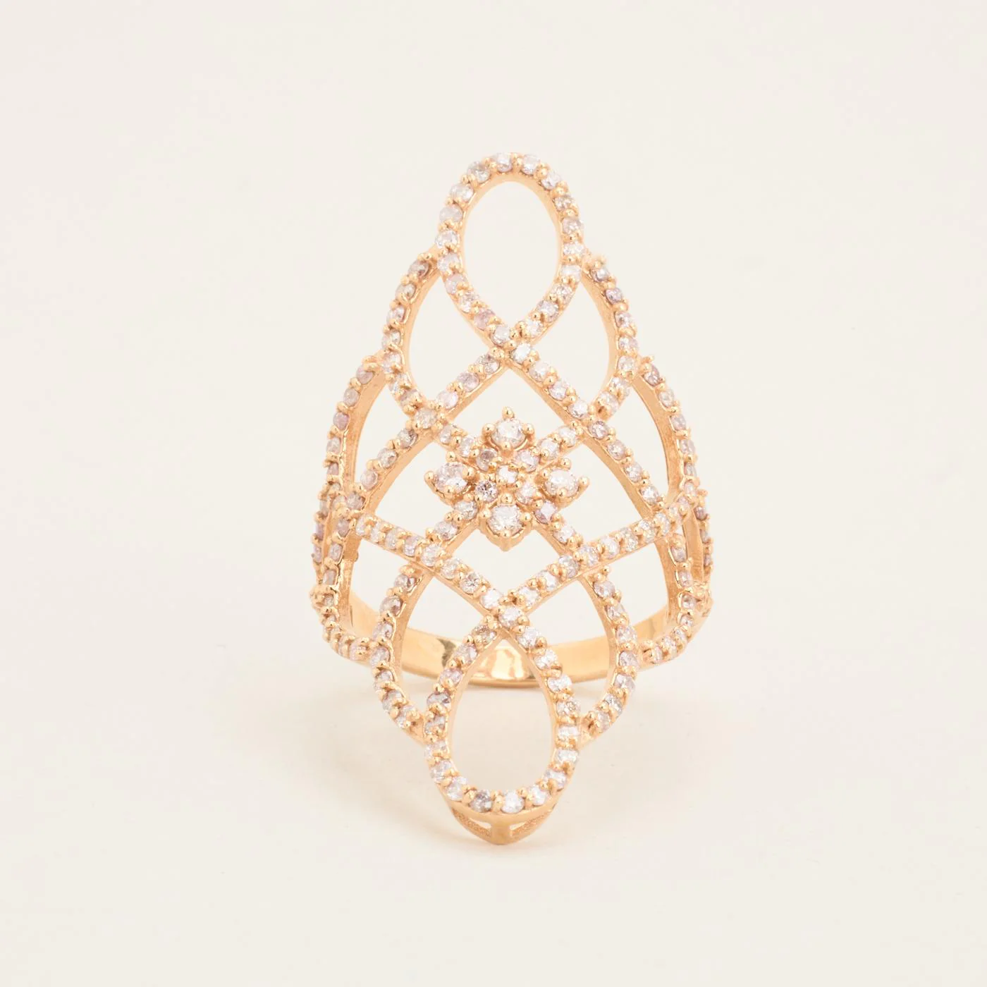 Navettering med diamant (1.46 ct) i 14K roséguld strl. 18.1 / strl. 57