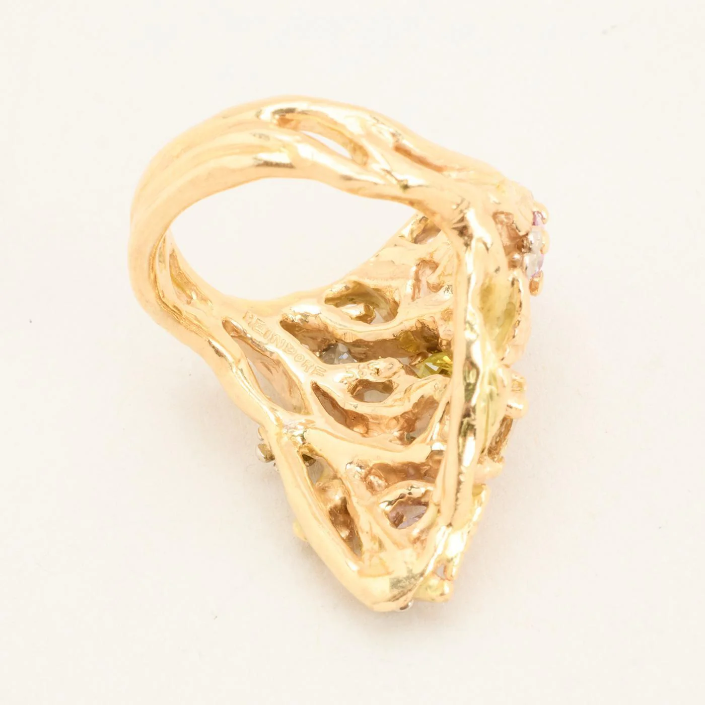 Mads Heindorf Blomsterring i 14K guld och vitt guld med en safir, akvamarin och peridot strl. 17.5 / strl. 55 - Image 6