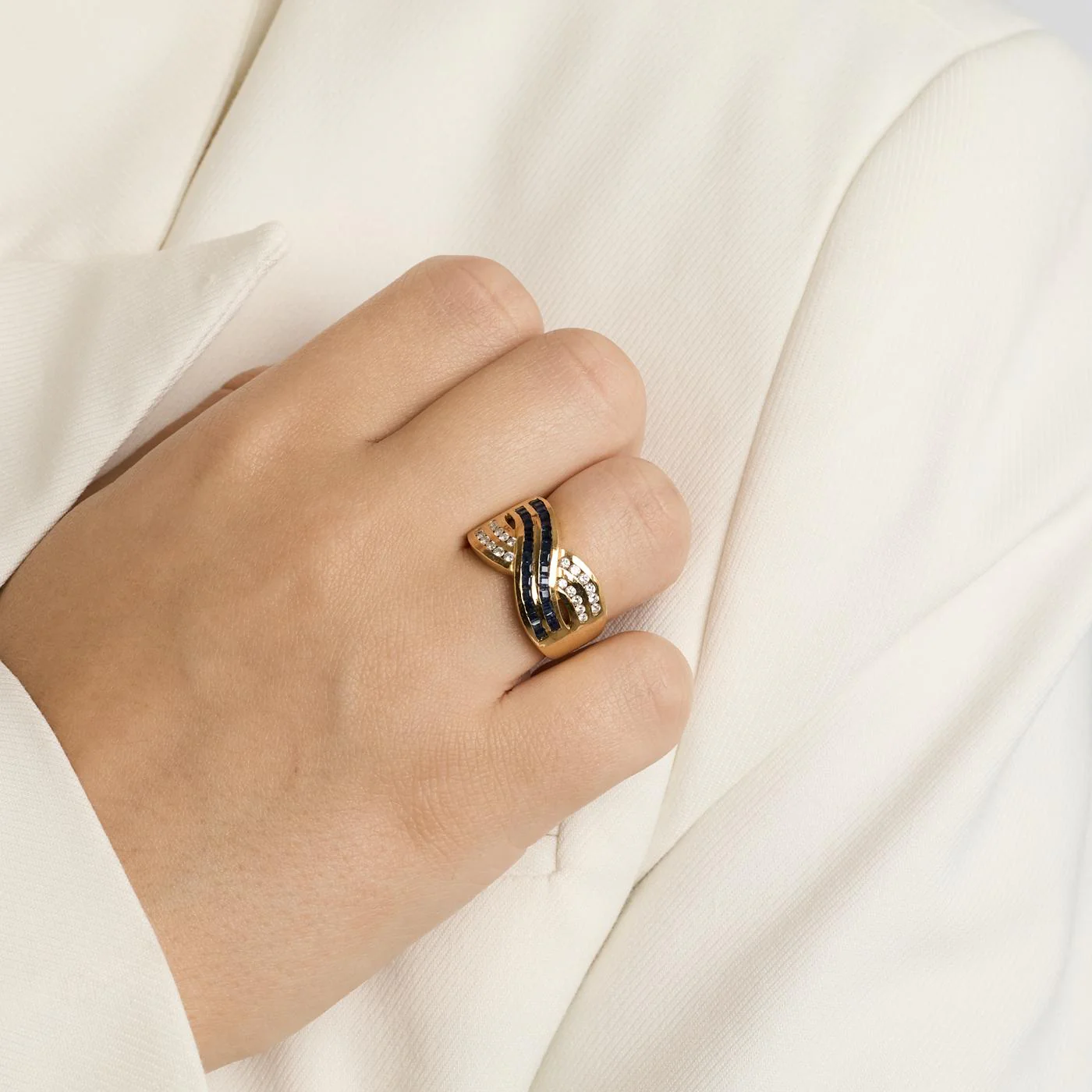 Korsring med diamant (0.23 ct) i 18K guld strl. 17.2 / strl. 54 - Image 2