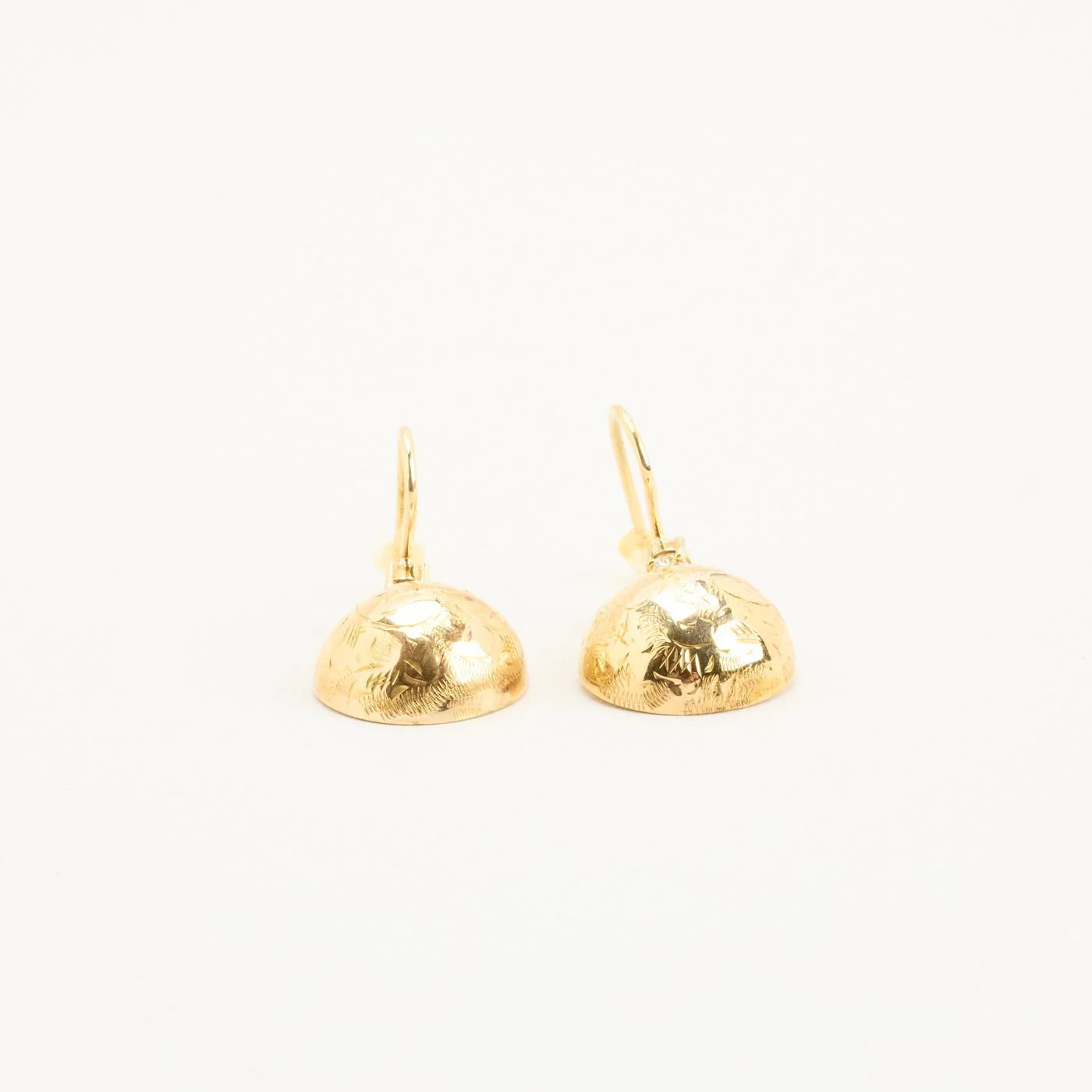 Långa örhängen i 14K guld med en syntetisk spinell, 3.2 cm,