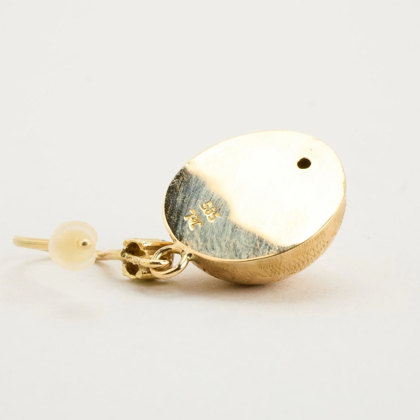 Långa örhängen i 14K guld med en syntetisk spinell, 3.2 cm, - Image 5