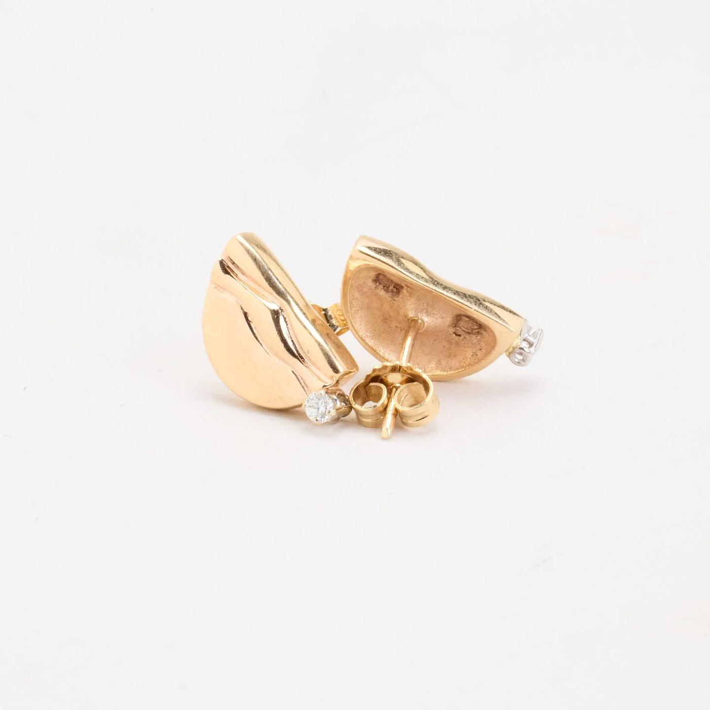 Örhängen med stift i 14K guld med en zirkonia, 1.5 cm, - Image 3