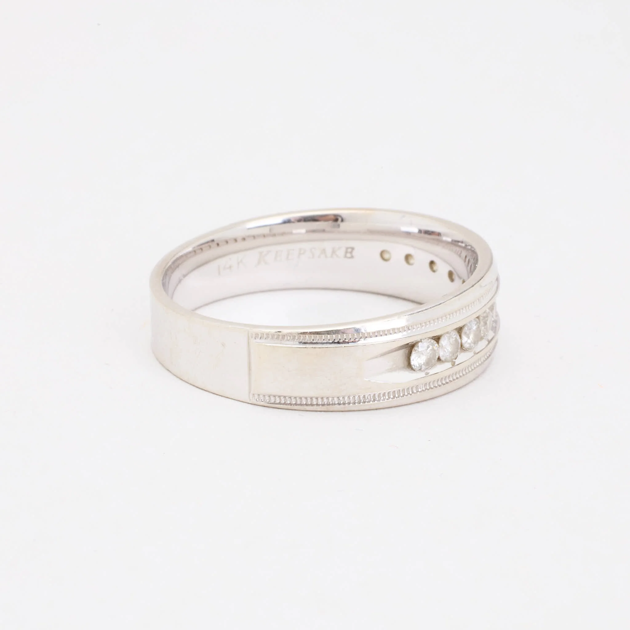 Band med diamant (0.46 ct) i 14K vitt guld strl. 20.7 / strl. 65 - Image 2
