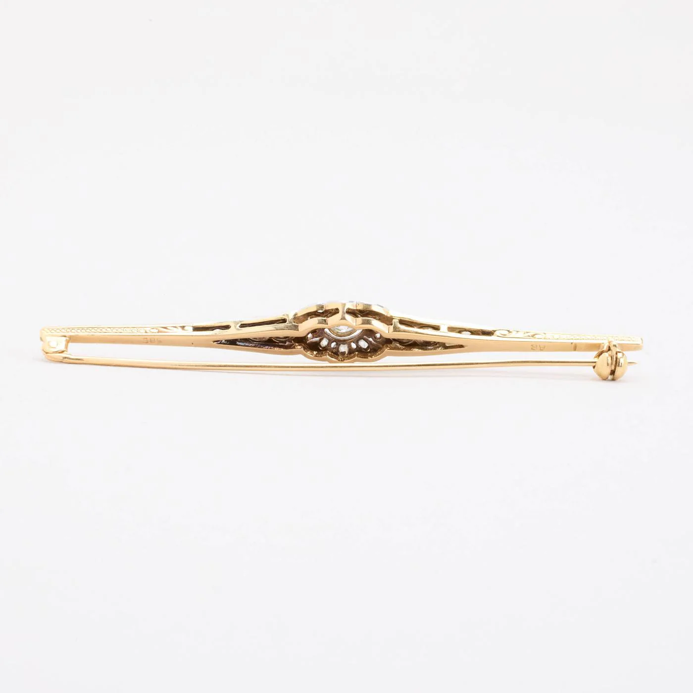 Brosch med diamant (0.66 ct) i 14K guld och vitt guld, 7.3 cm, 5.72 g - Image 2