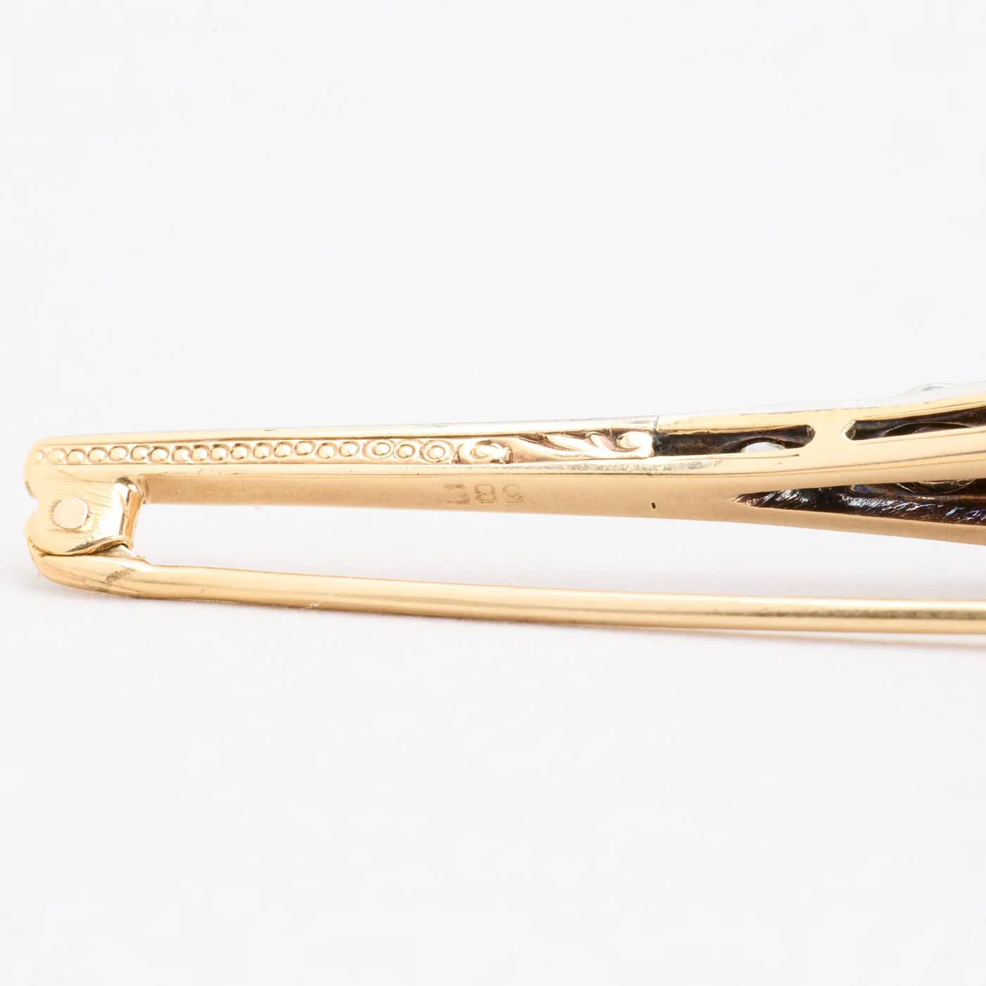Brosch med diamant (0.66 ct) i 14K guld och vitt guld, 7.3 cm, 5.72 g - Image 4