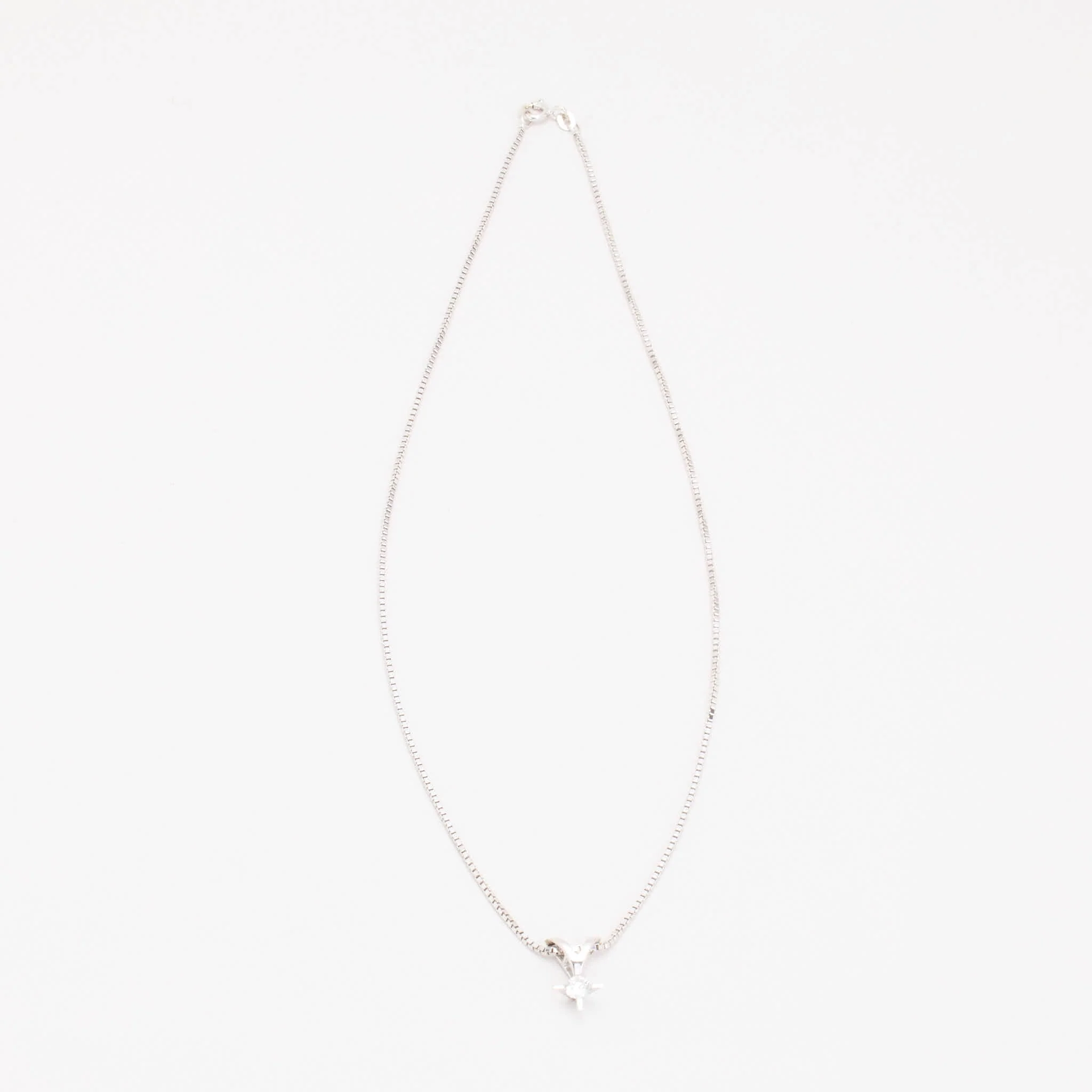 Venezia solitärhalsband med diamant (0.3 ct) i 14K vitt guld, 45 cm, 5.7 g
