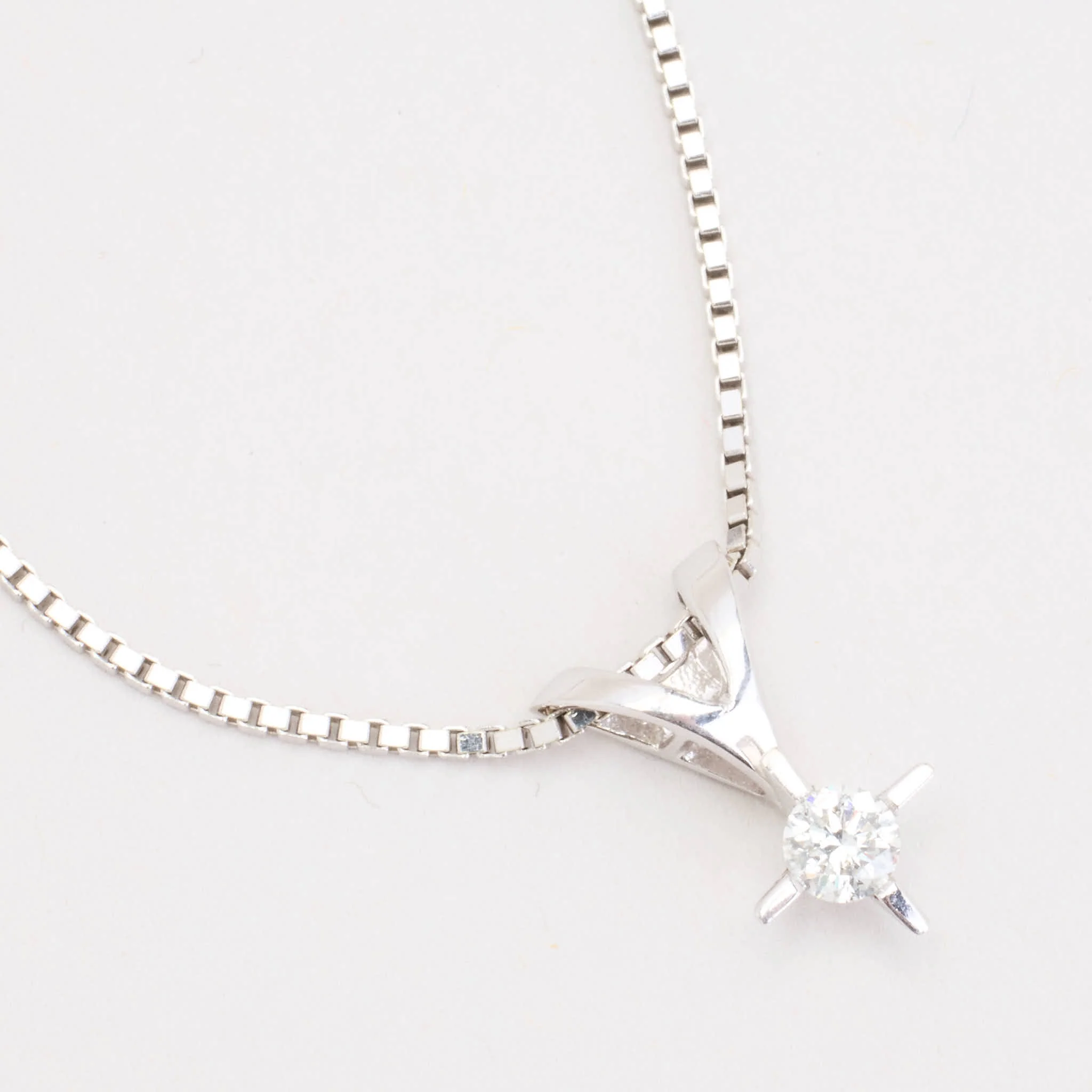 Venezia solitärhalsband med diamant (0.3 ct) i 14K vitt guld, 45 cm, 5.7 g - Image 2