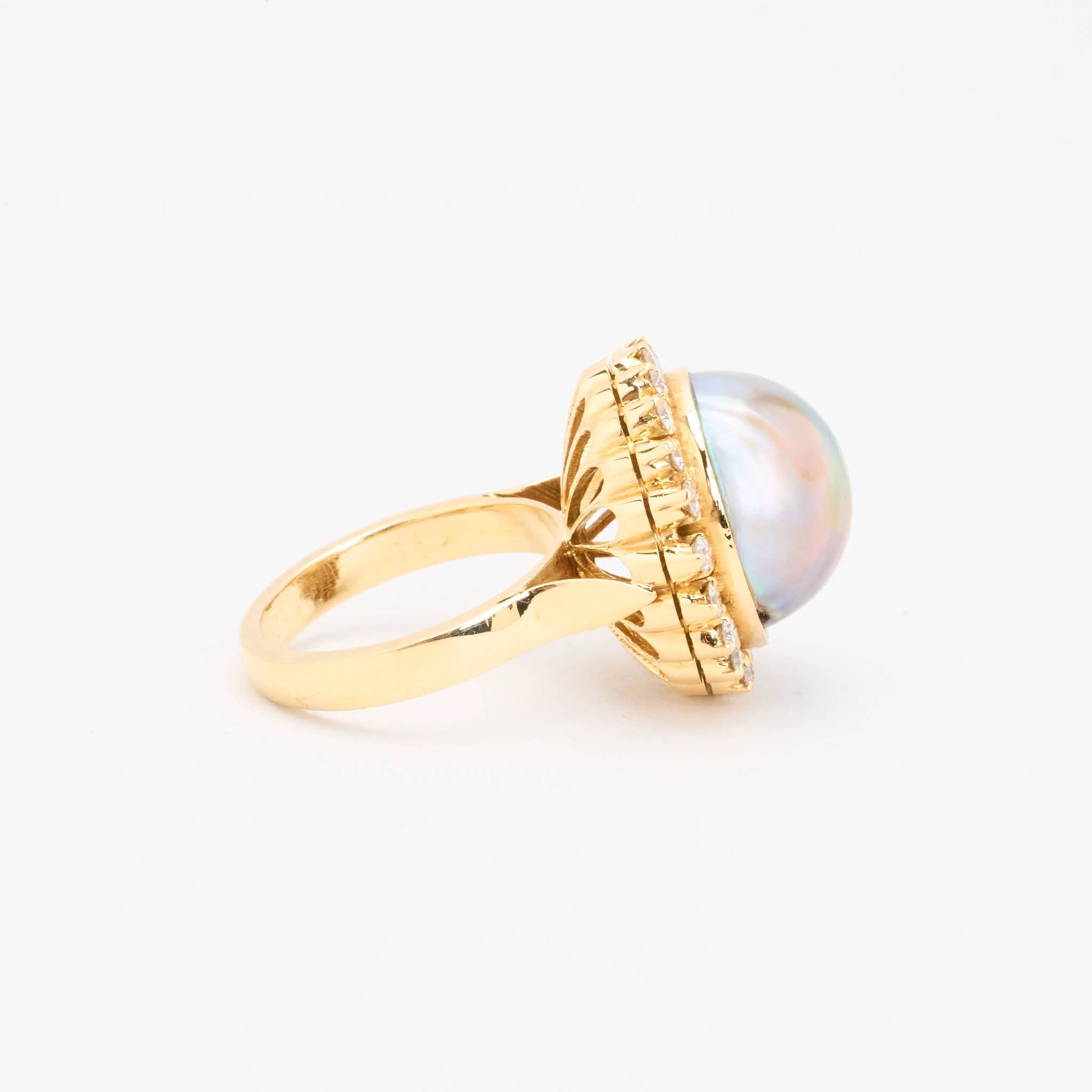 Pärlring med diamant (1.1 ct) i 18K guld med en undefined strl. 17.5 / strl. 55 - Image 2