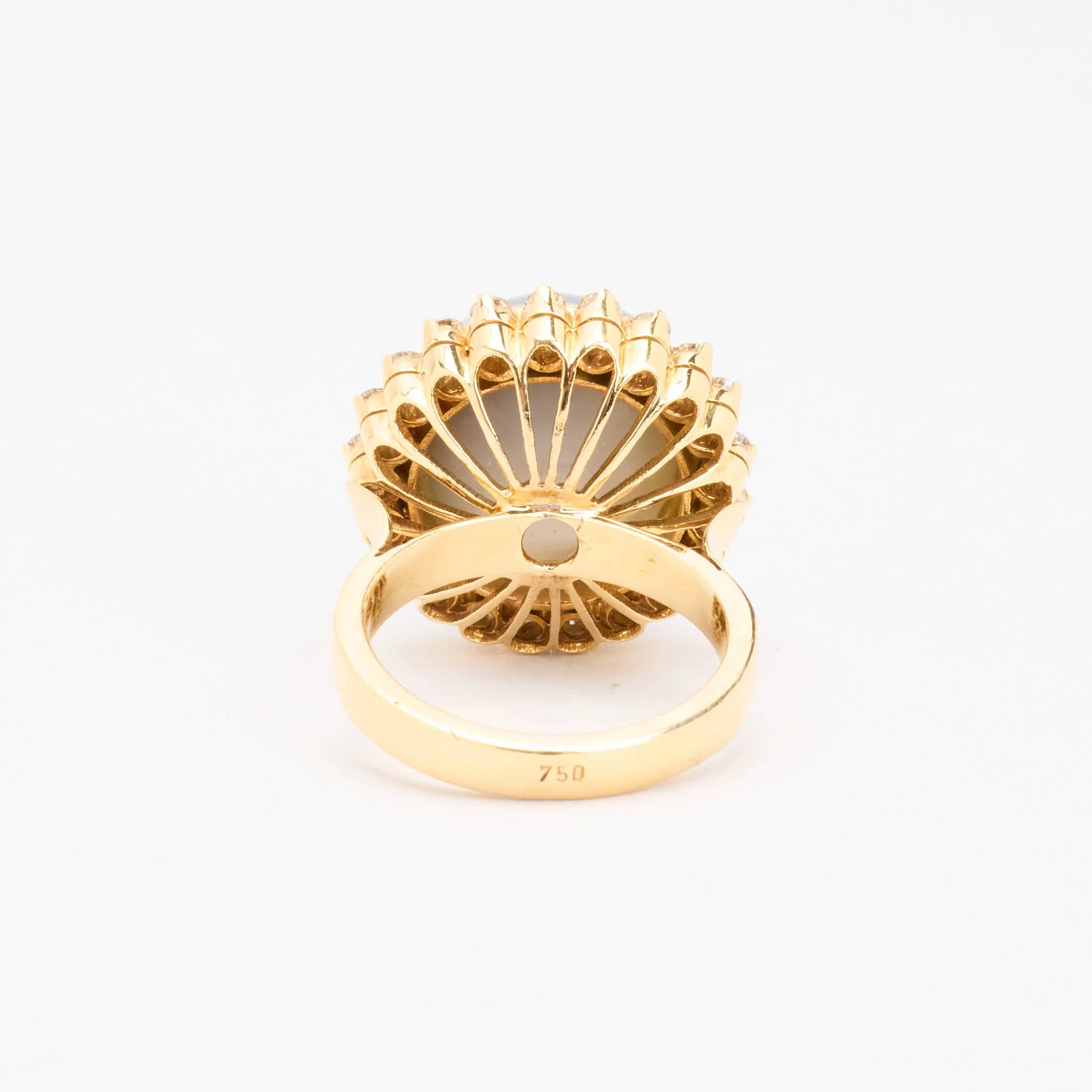 Pärlring med diamant (1.1 ct) i 18K guld med en undefined strl. 17.5 / strl. 55 - Image 3