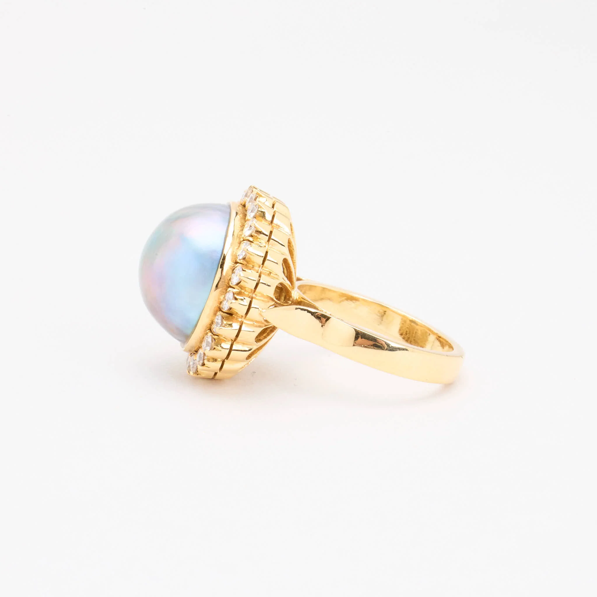 Pärlring med diamant (1.1 ct) i 18K guld med en undefined strl. 17.5 / strl. 55 - Image 4