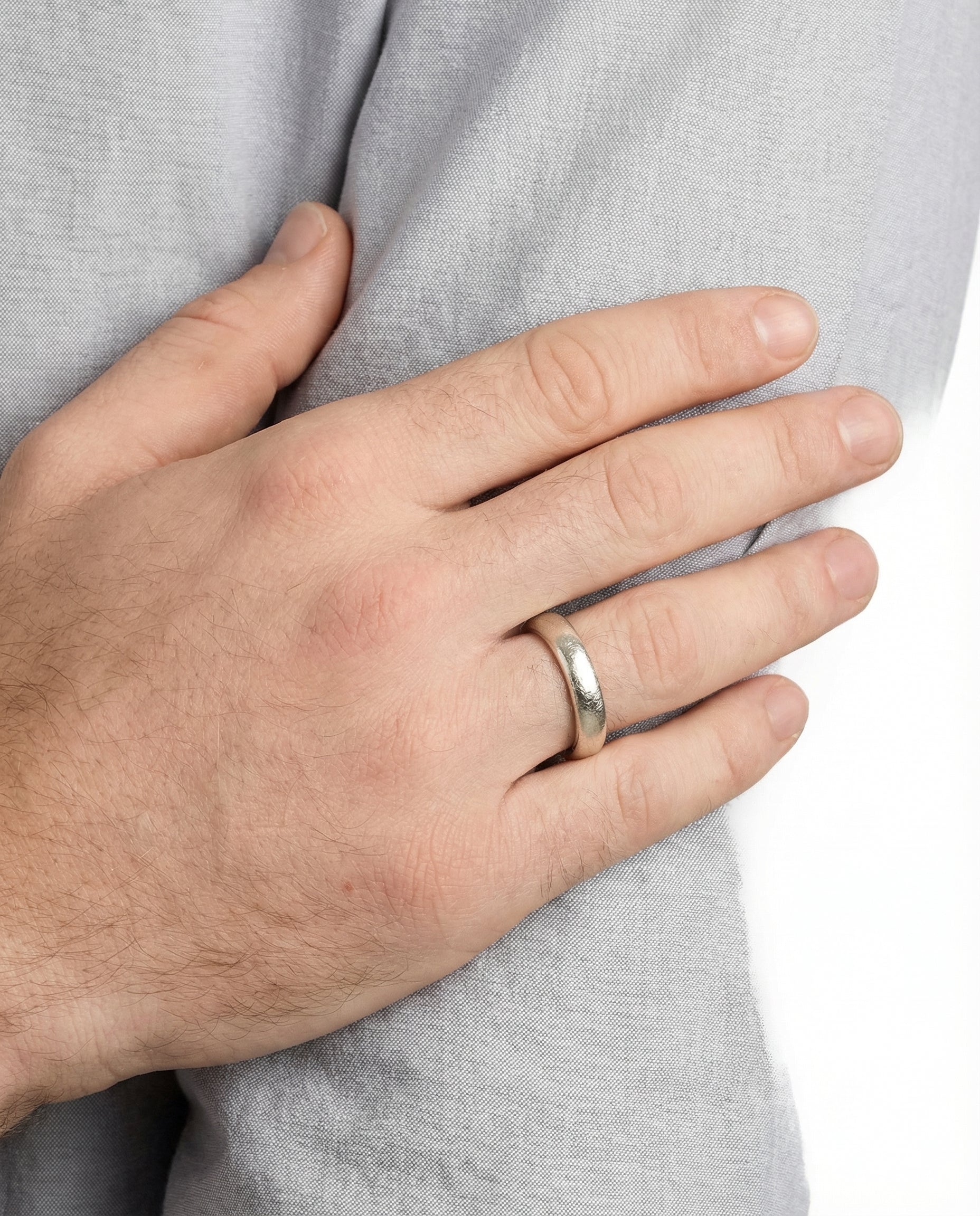 Matt vigselring i 14K vitt guld strl. 19.4 / strl. 61 - Image 3