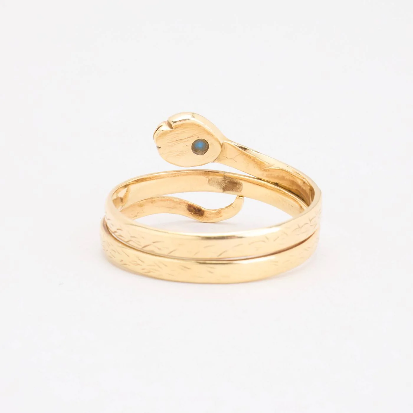 Ormring i 14K guld med en syntetisk safir strl. 20.4 / strl. 64 - Image 3
