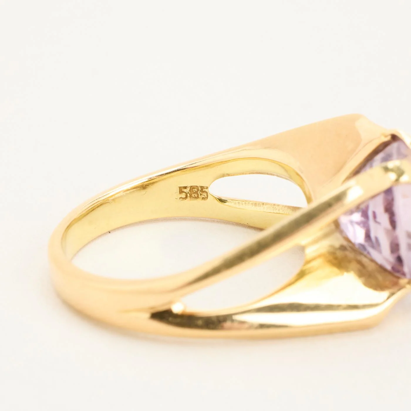 Cocktailring i 14K guld med en ametist strl. 18.1 / strl. 57 - Image 6