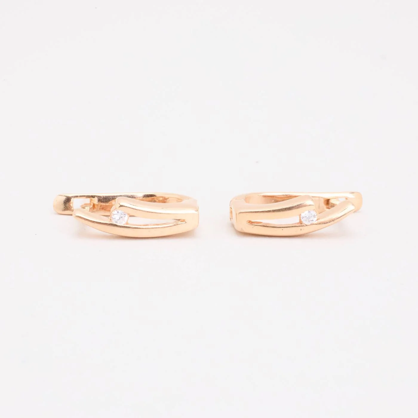 Huggies i 14K guld med en zirkonia, 1.5 cm, - Image 3