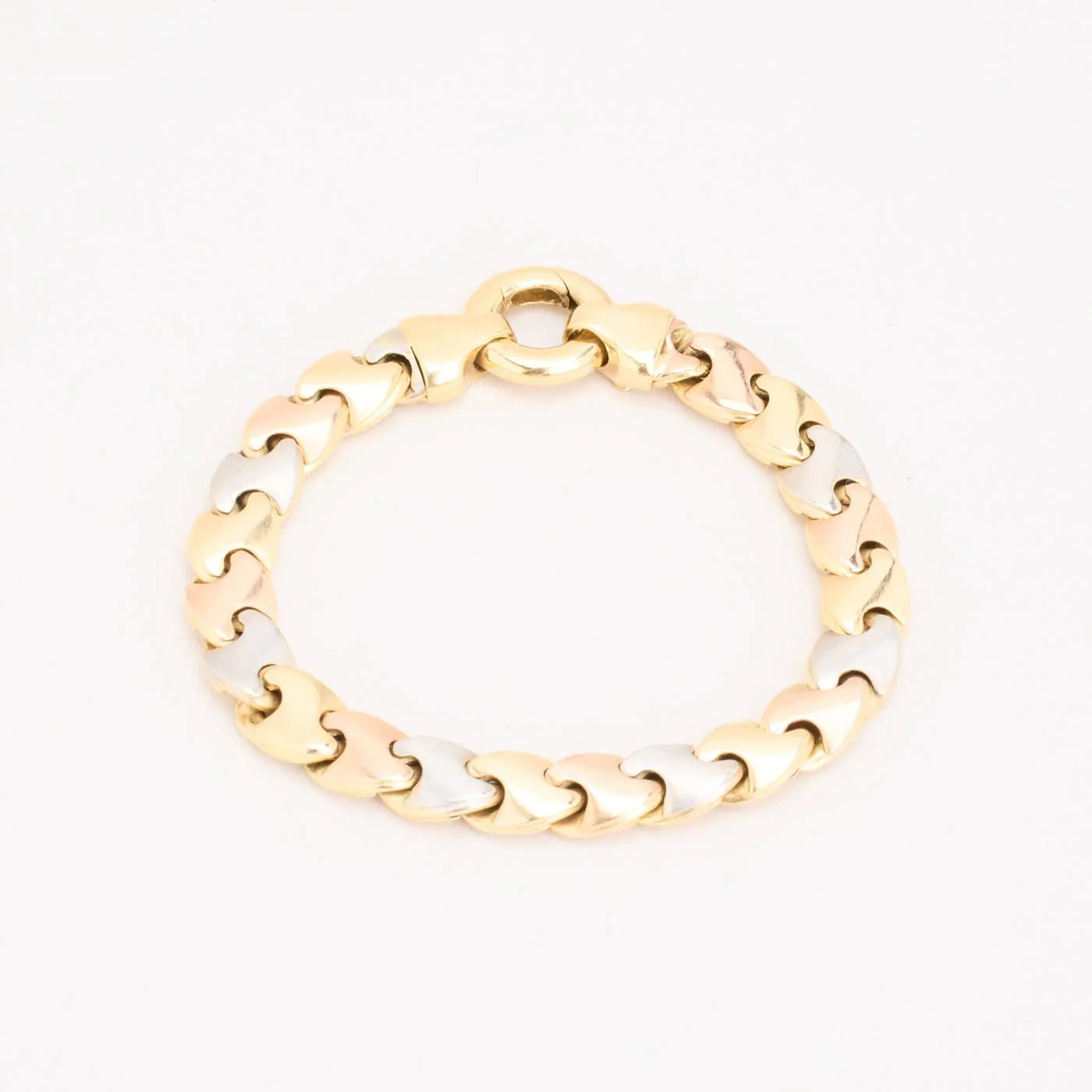 Armband i 14K guld, vitt guld och roséguld, 18.5 cm, 28 g