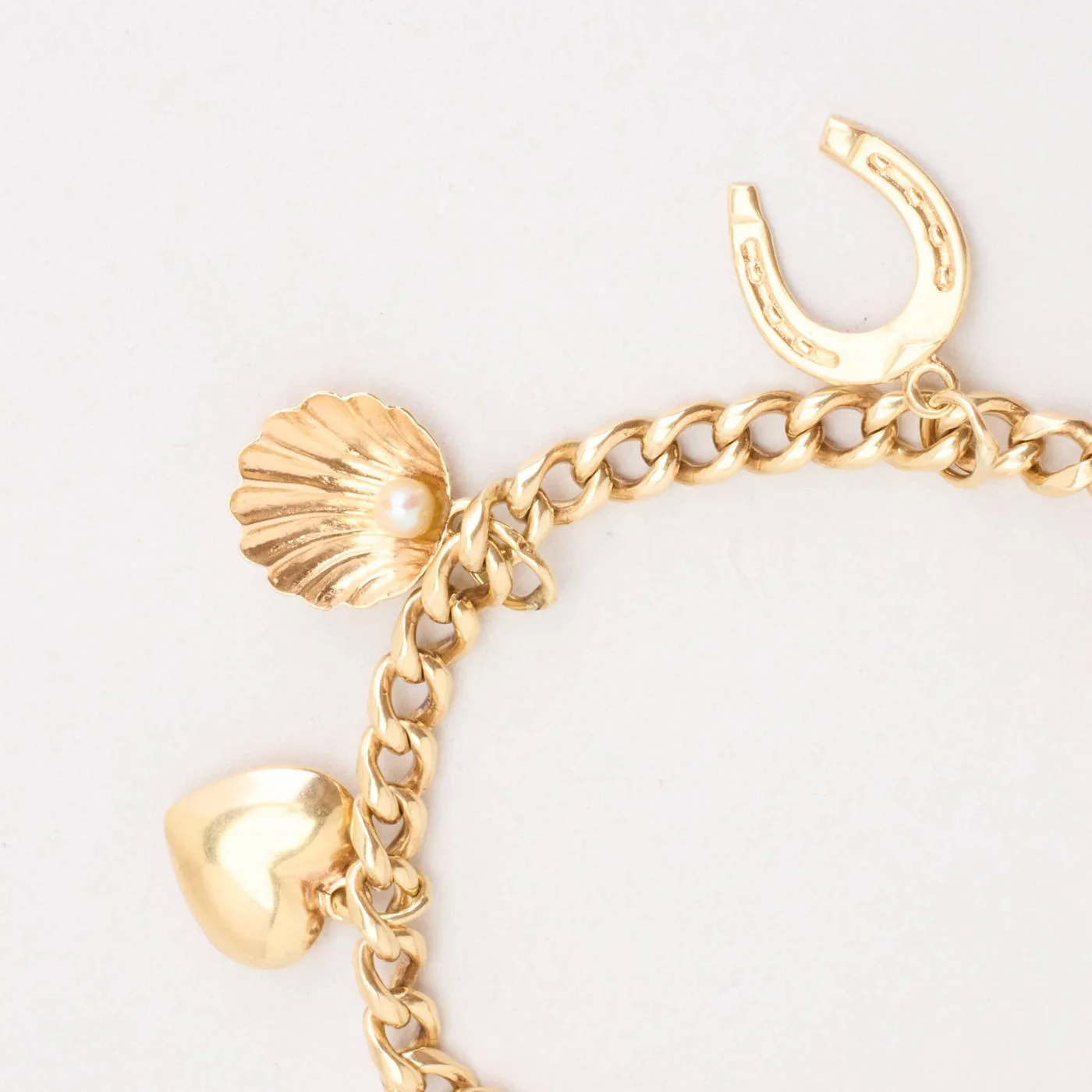Pansar berlockarmband i 14K guld med en pärla, 19.5 cm, 15.24 g - Image 4