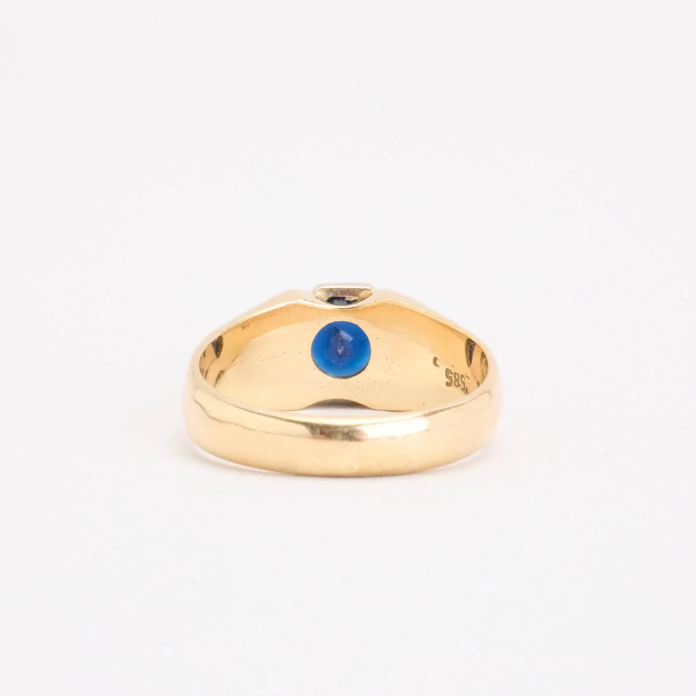 Gypsyring i 14K guld med en safir strl. 18.5 / strl. 58 - Image 3