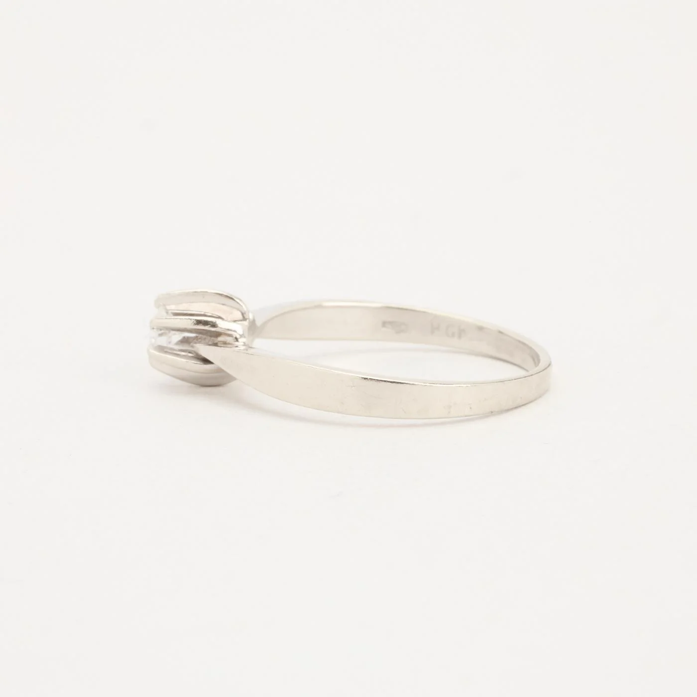 Solitärring med diamant (0.16 ct) i 14K vitt guld strl. 17.5 / strl. 55 - Image 4