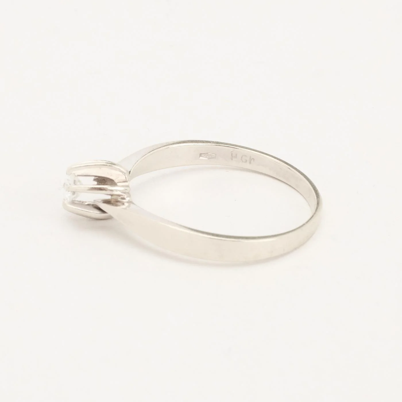 Solitärring med diamant (0.16 ct) i 14K vitt guld strl. 17.5 / strl. 55 - Image 5