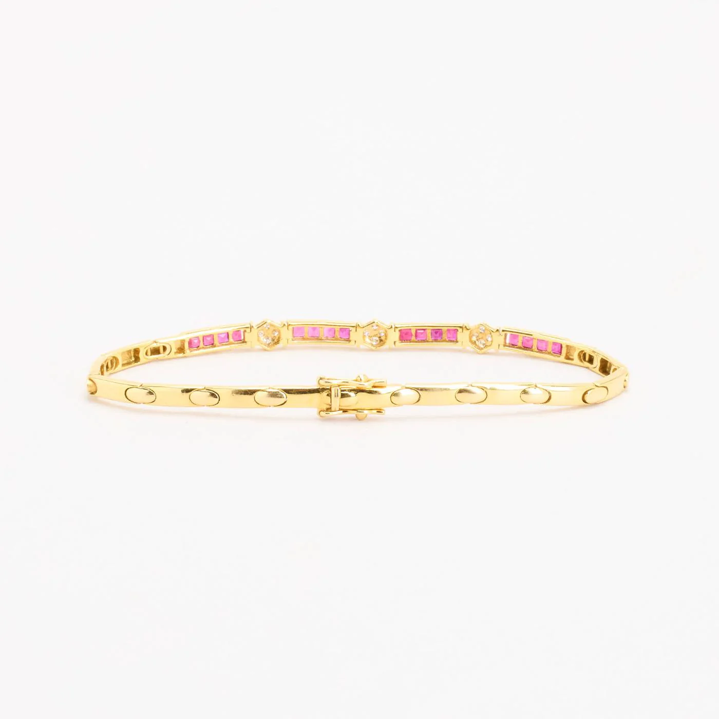 Armband med diamant (0.06 ct) i 18K guld med en rubin, 18.5 cm, 11.19 g - Image 3