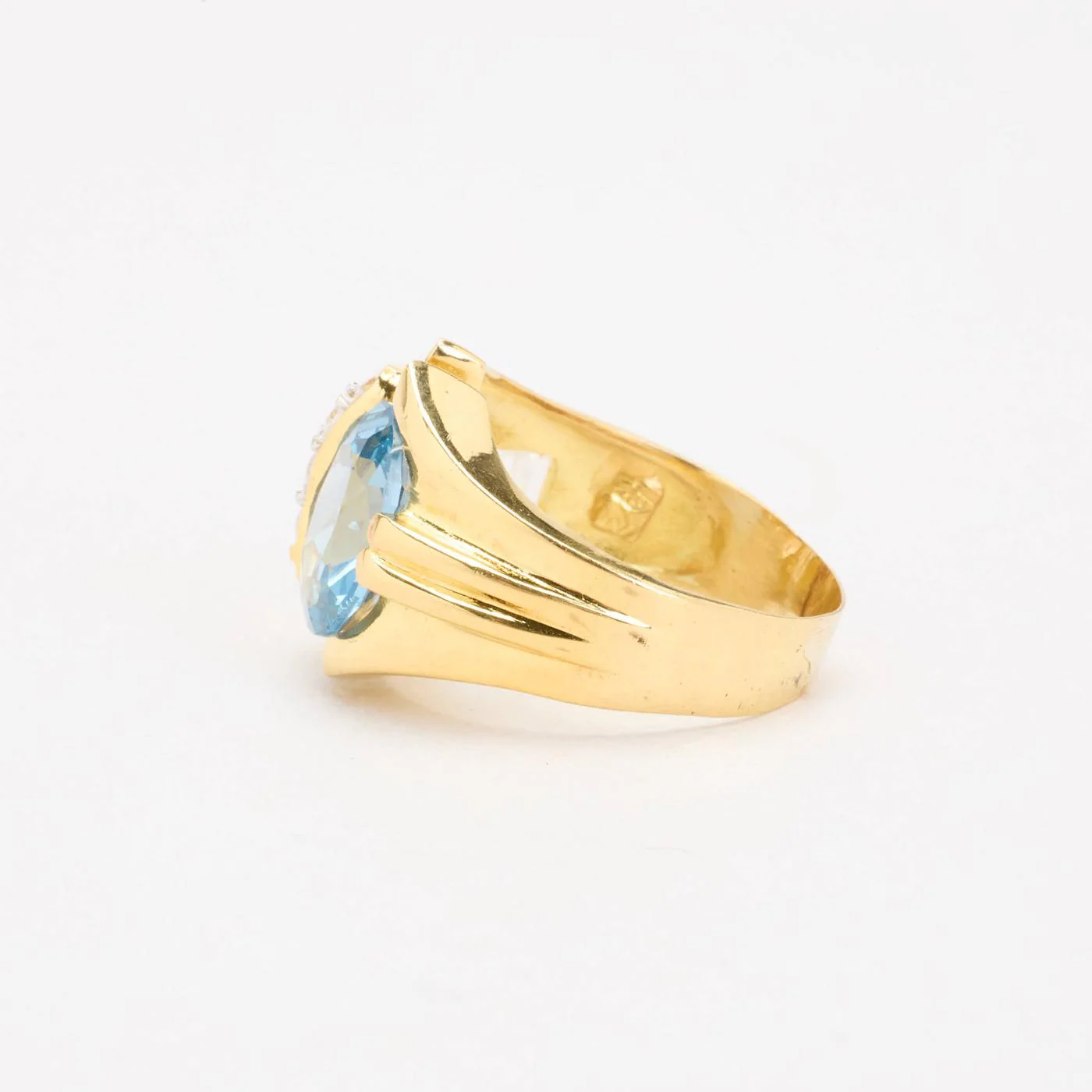 Signetring i 18K guld med en syntetisk spinell och zirkonia strl. 20.1 / strl. 63 - Image 4