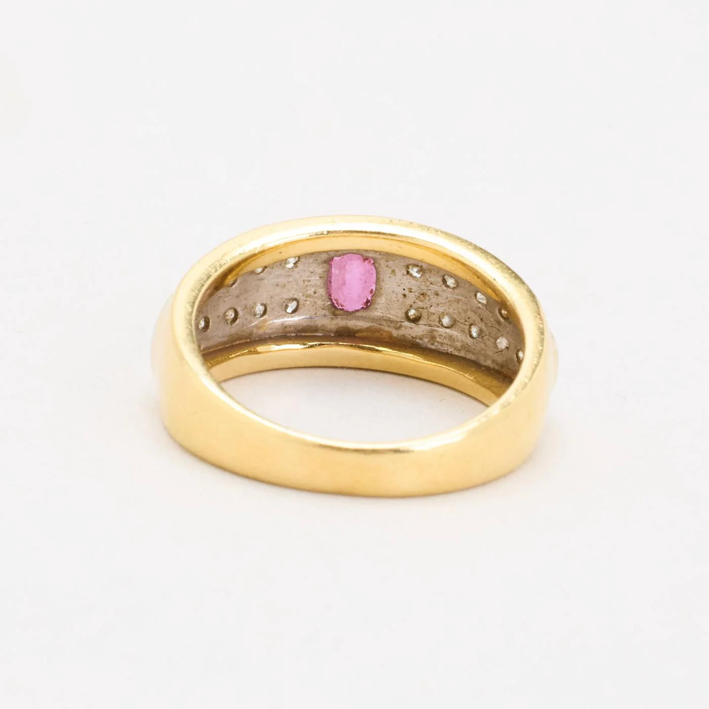 Gypsyring med diamant (0.21 ct) i 18K guld och vitt guld med en rubin strl. 16.9 / strl. 53 - Image 3