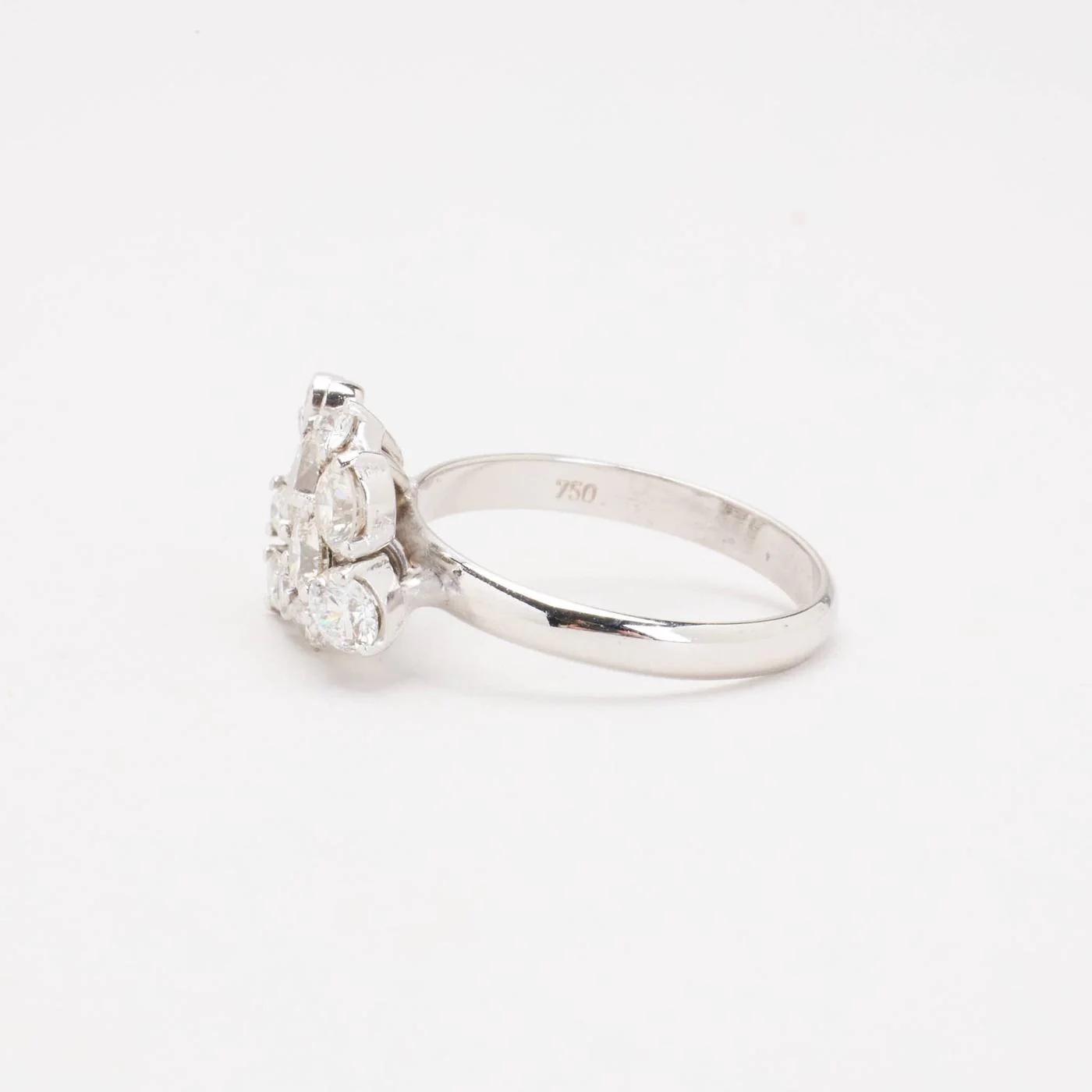 Clusterring med diamant (1.25 ct) i 18K vitt guld strl. 17.5 / strl. 55 - Image 4