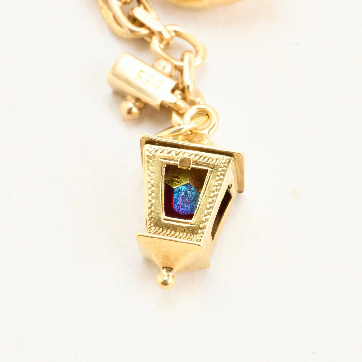Ankarkedja berlockarmband i 14K guld med en glas, 19 cm, 15 g - Image 2