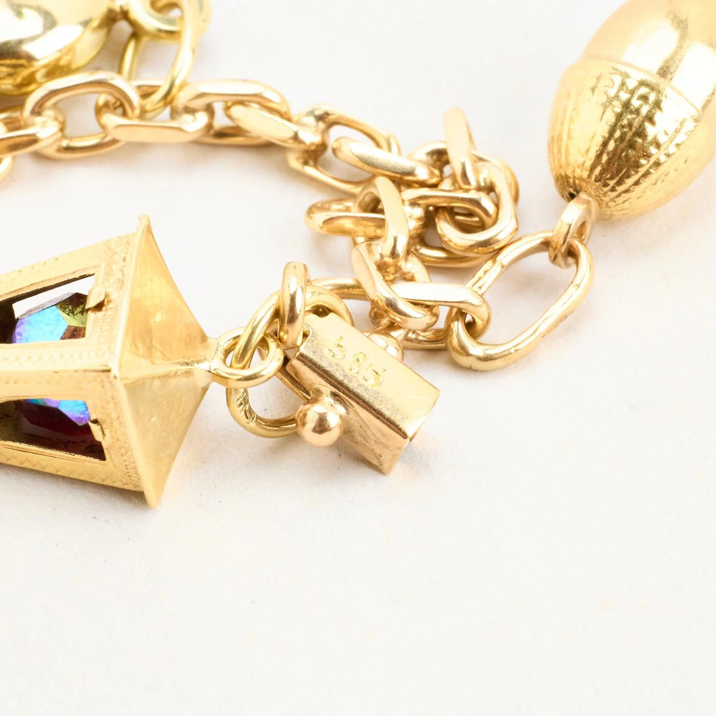 Ankarkedja berlockarmband i 14K guld med en glas, 19 cm, 15 g - Image 3