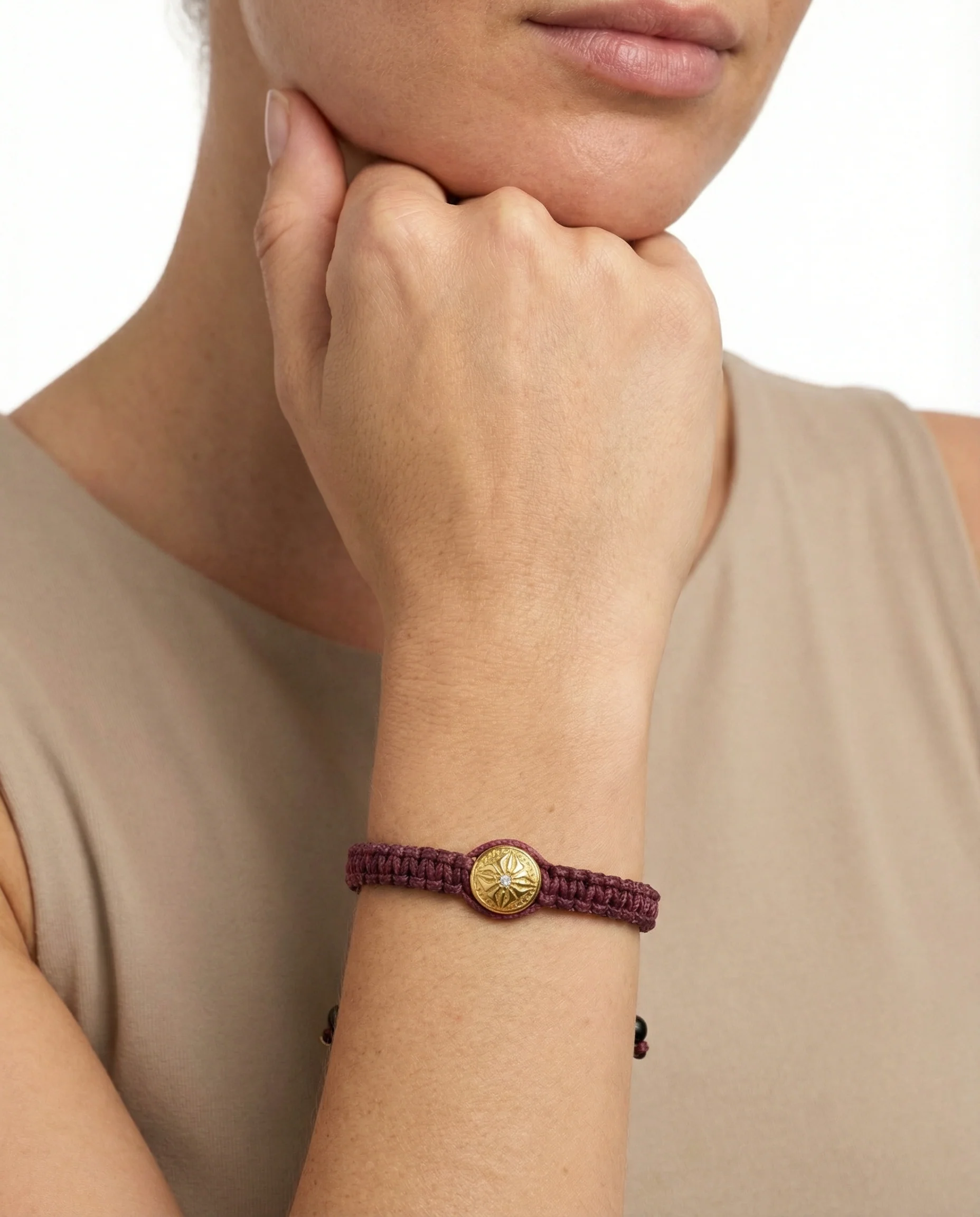 Shamballa Armband med diamant (0.01 ct) i 14K guld, 17 cm, 2.5 g