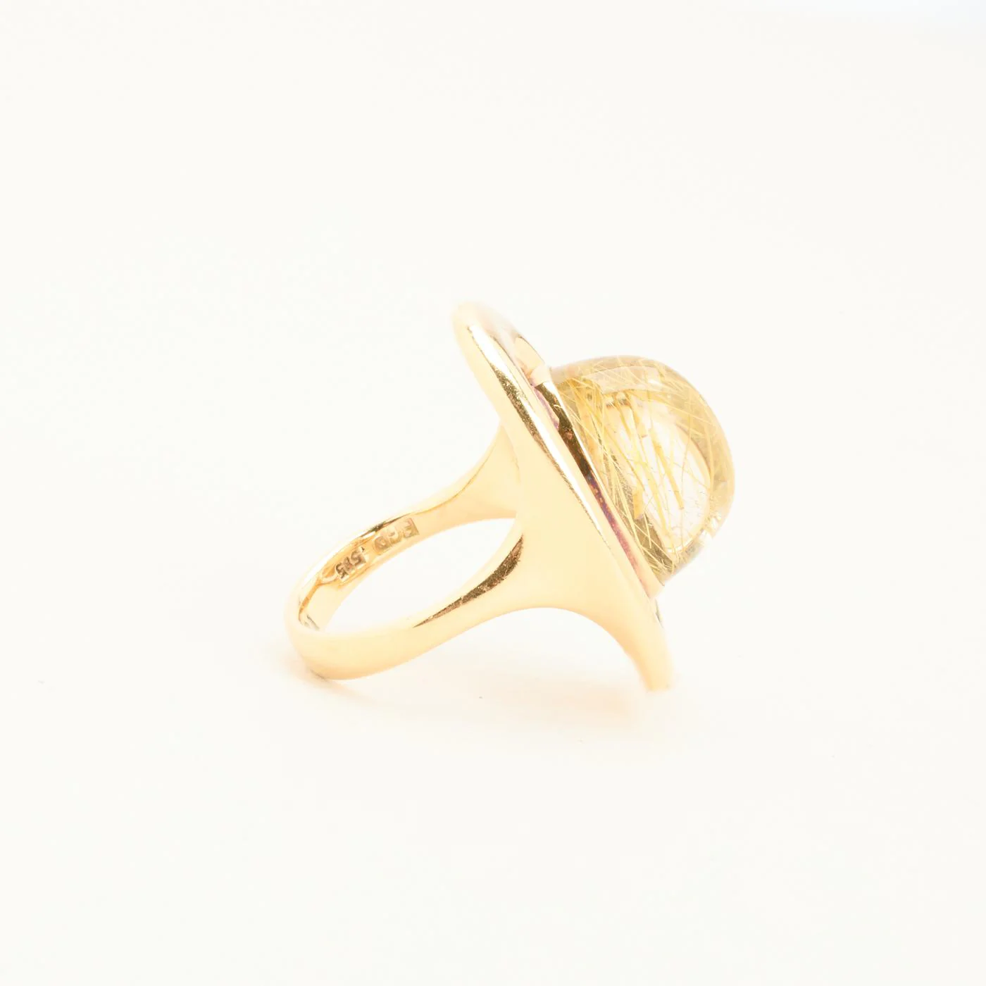 Cocktailring i 14K guld med en kvarts strl. 17.2 / strl. 54 - Image 4