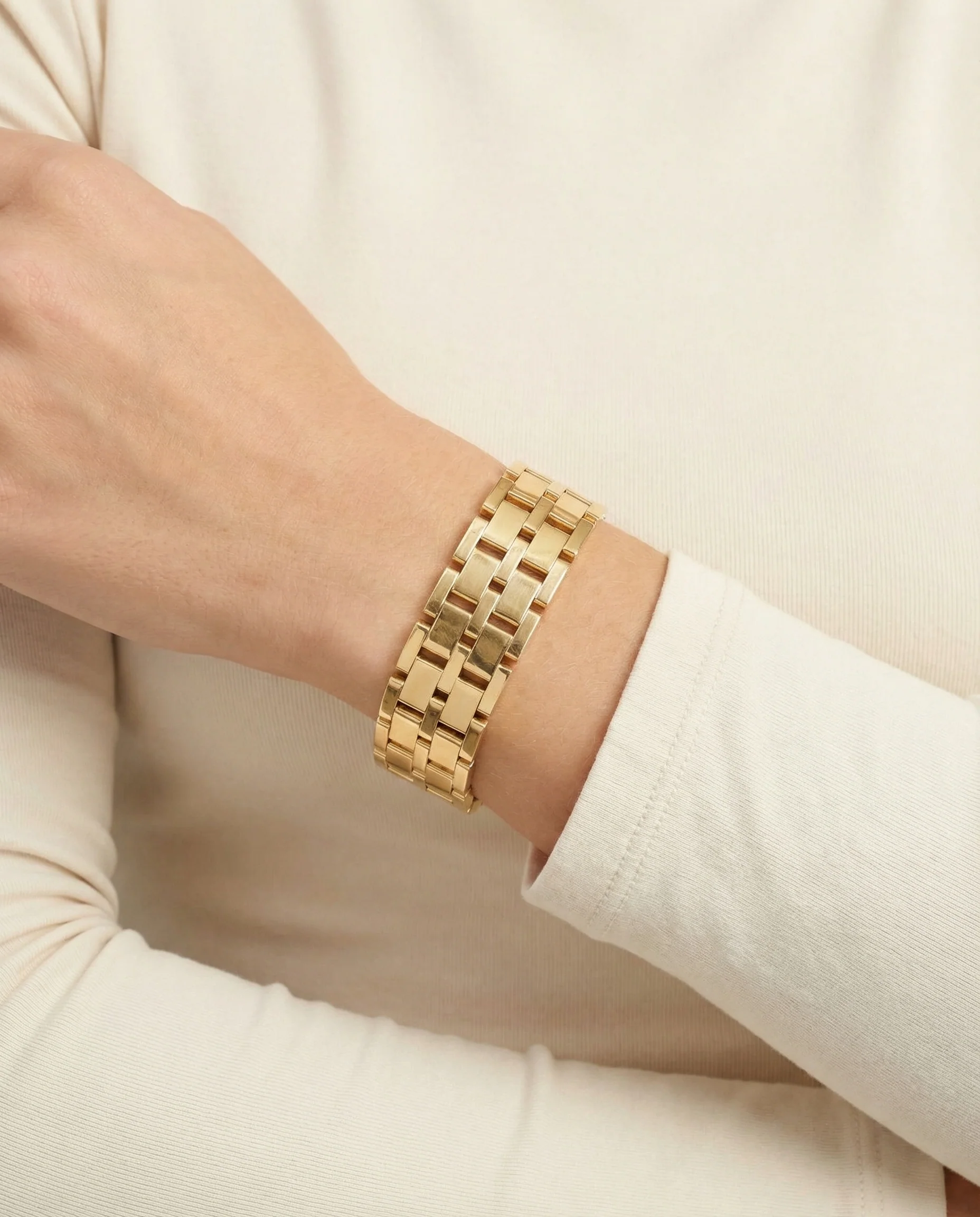 Block Armband i 14K guld, 18 cm, 45.2 g