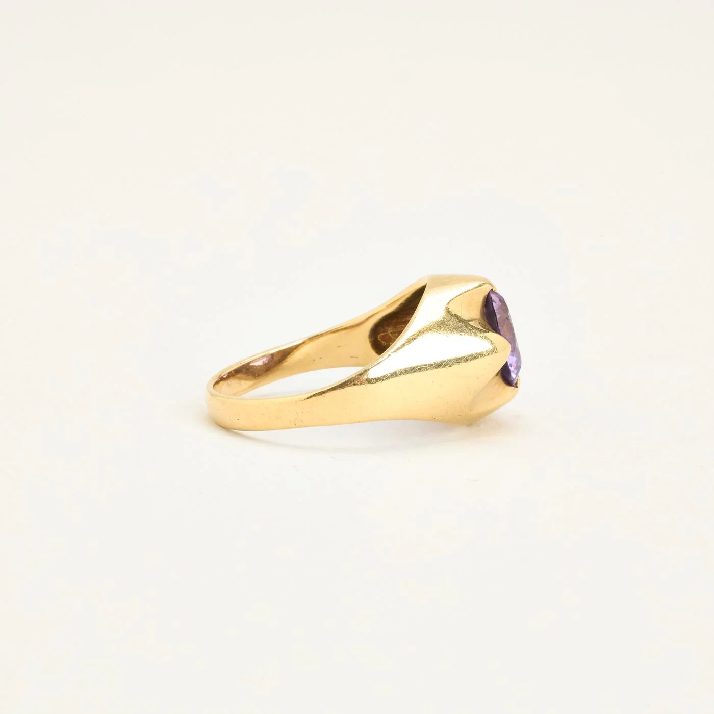 Signetring i 14K guld med en syntetisk safir strl. 17.5 / strl. 55 - Image 3